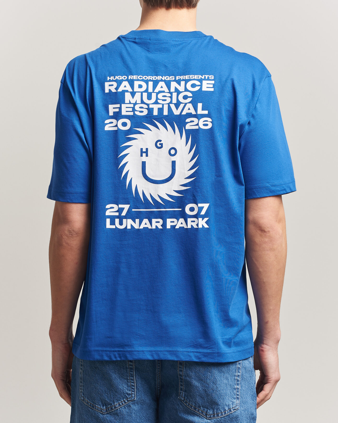 Heren | T-shirts | HUGO | Nunarix Printed Crew Neck T-Shirt Open Blue