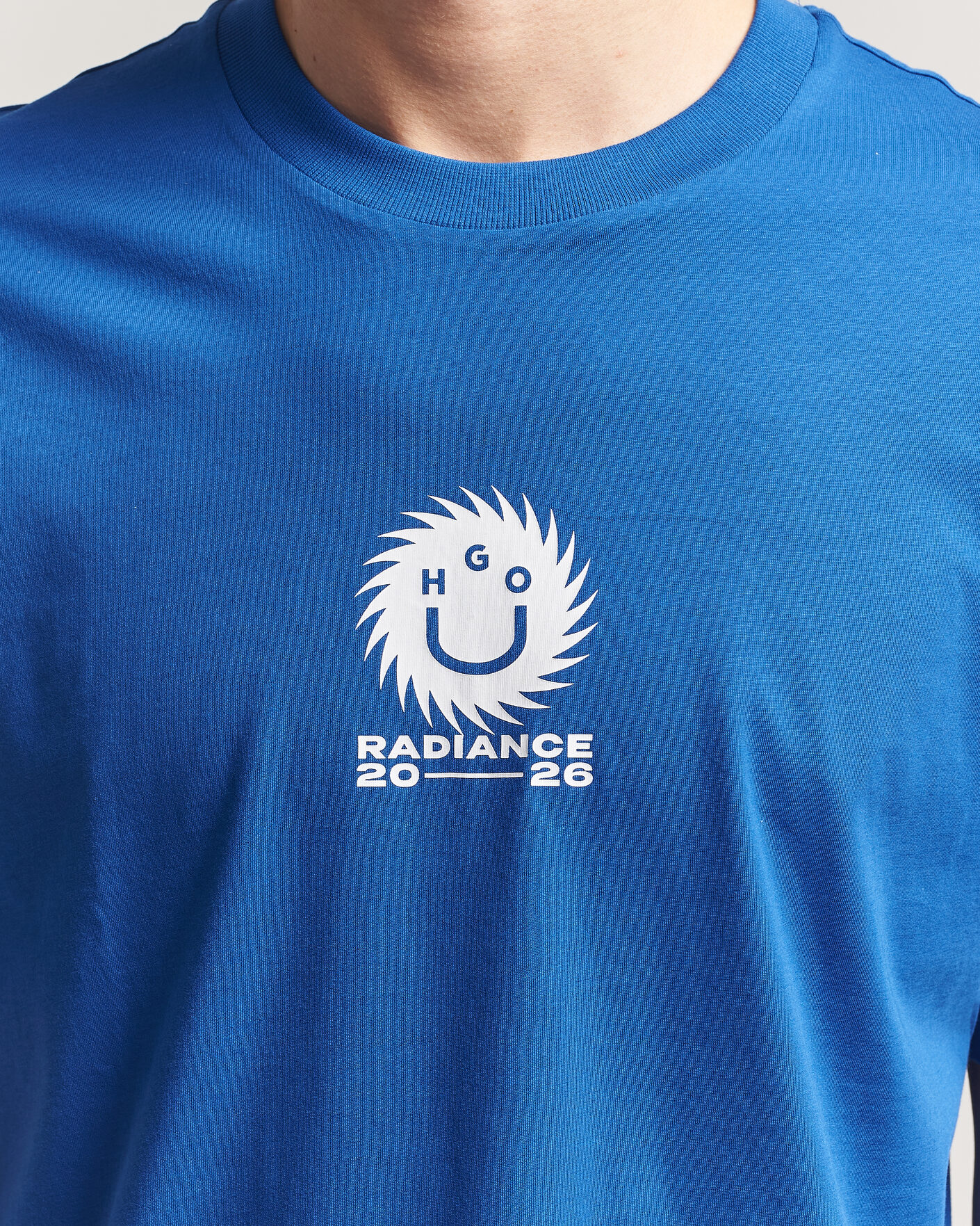 Heren | T-shirts | HUGO | Nunarix Printed Crew Neck T-Shirt Open Blue