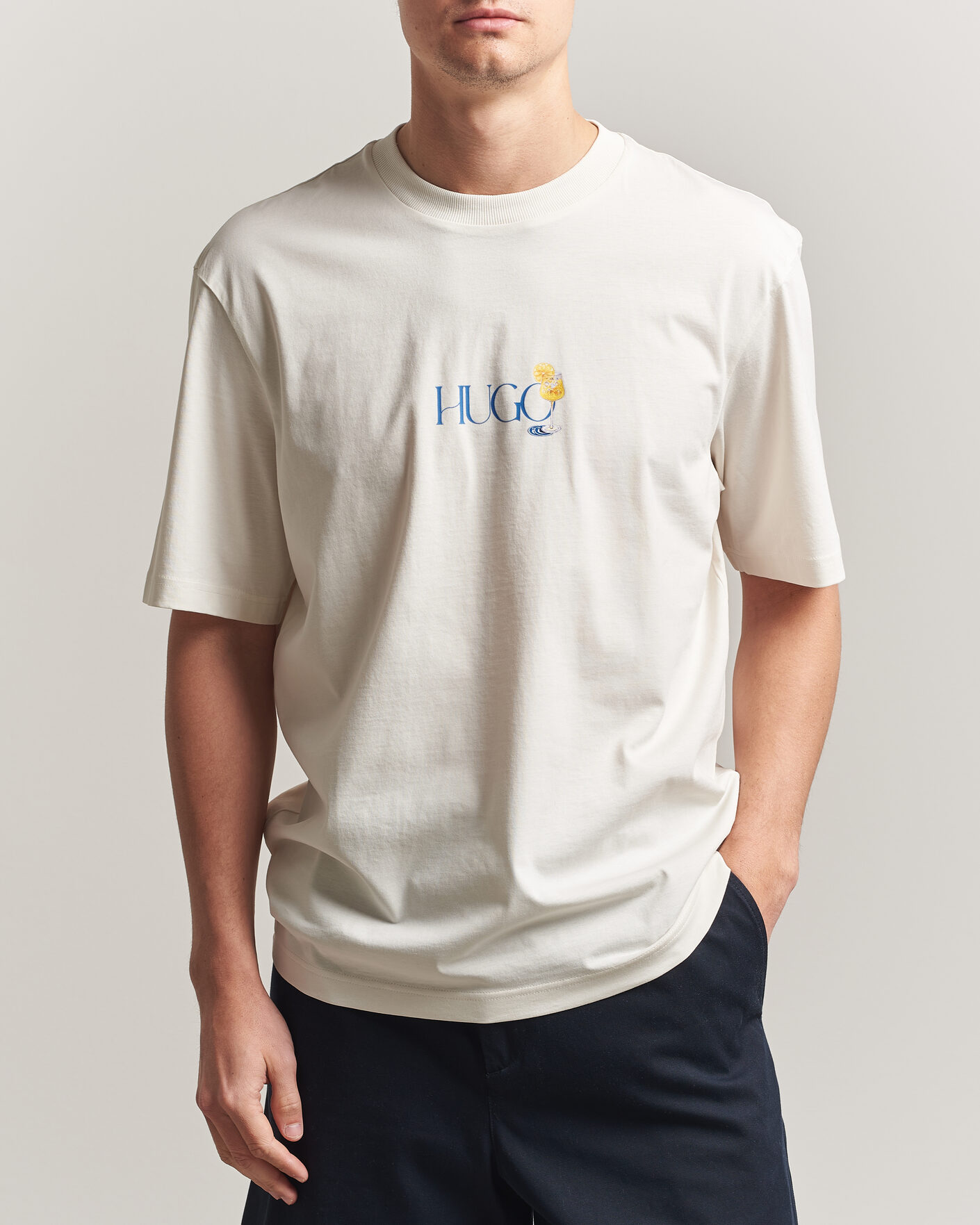 Heren | T-shirts | HUGO | Nulaxo Printed Crew Neck T-Shirt Open White