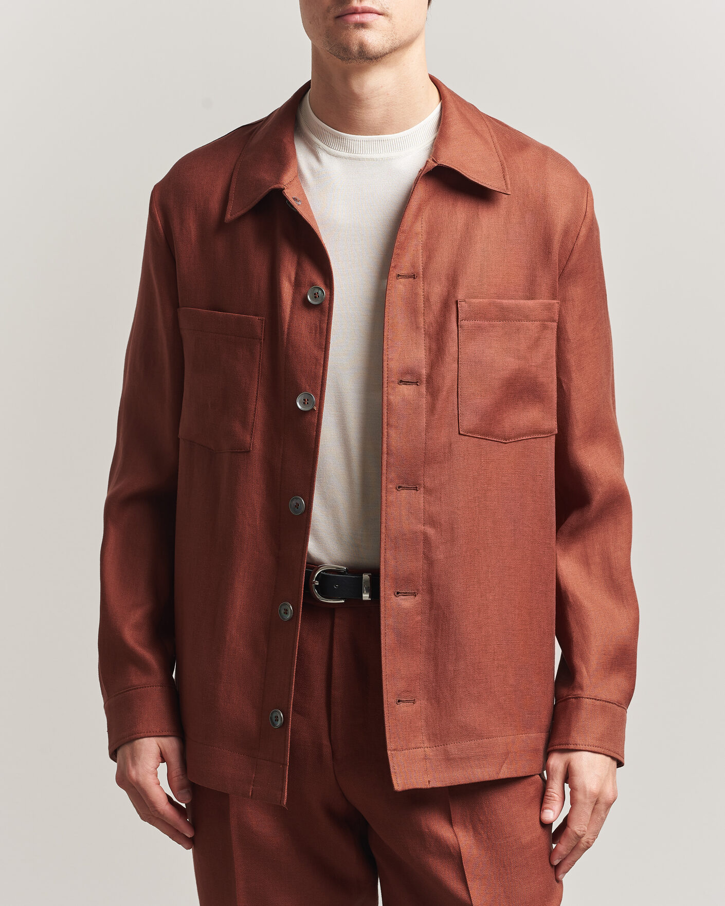 Heren | Overhemden | BOSS CAMEL | Corvin Linen Overshirt Medium Brown