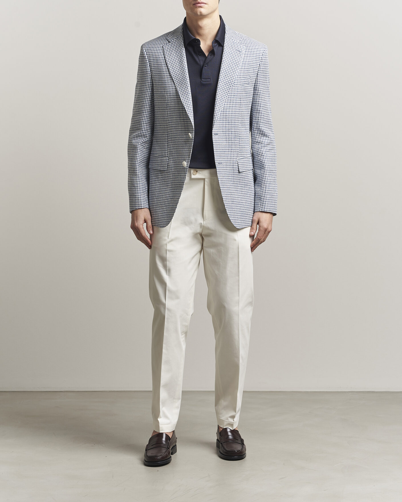 Heren | Broeken | BOSS CAMEL | Peet Cotton Pleated Trousers Open White