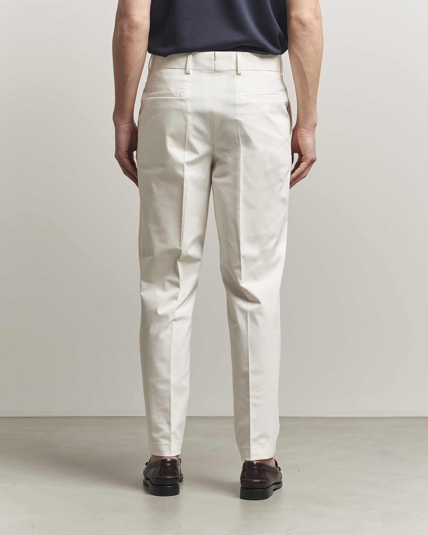 Heren | Broeken | BOSS CAMEL | Peet Cotton Pleated Trousers Open White