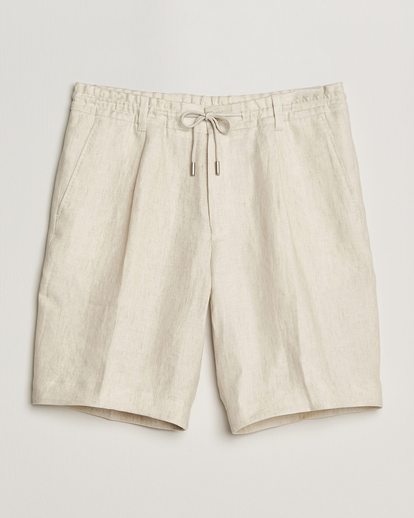 Heren | Korte broek | BOSS CAMEL | Peet Linen Drawstring Shorts Open White