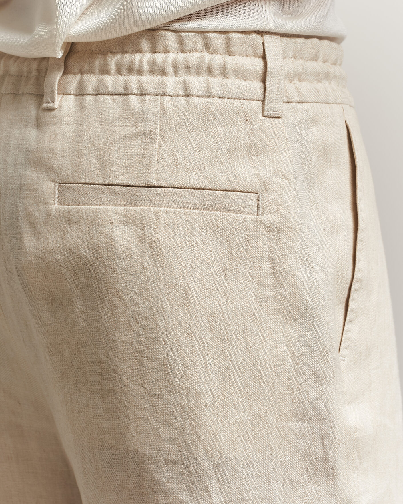 Heren | Korte broek | BOSS CAMEL | Peet Linen Drawstring Shorts Open White