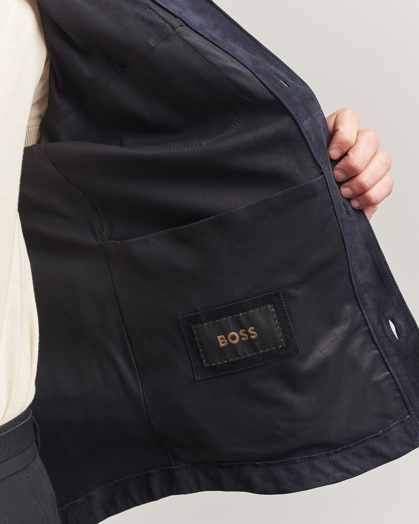 Heren | Jassen | BOSS CAMEL | Mando Suede Jacket Dark Blue