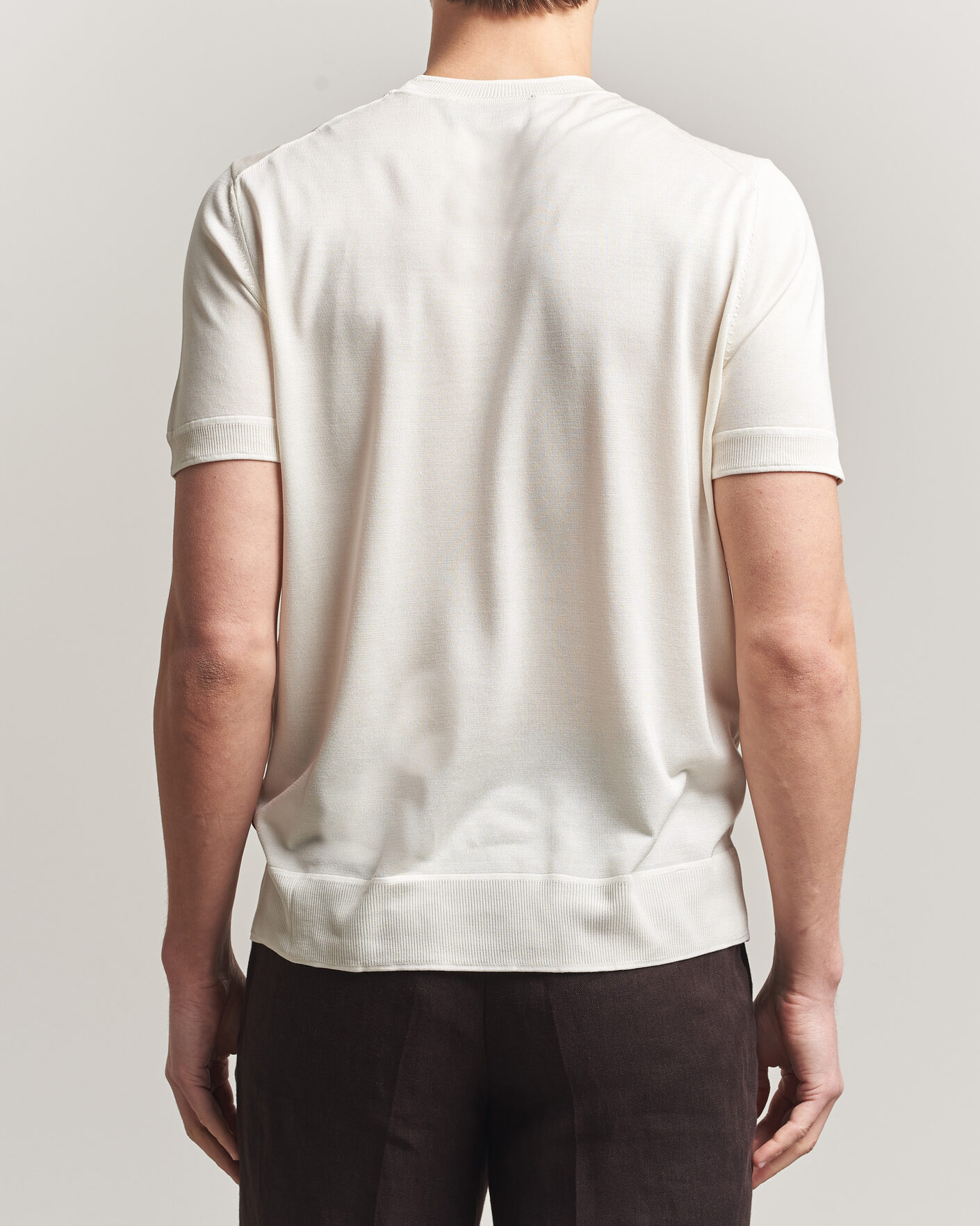 Heren | T-shirts | BOSS CAMEL | Nottano Silk Knitted T-Shirt Open White