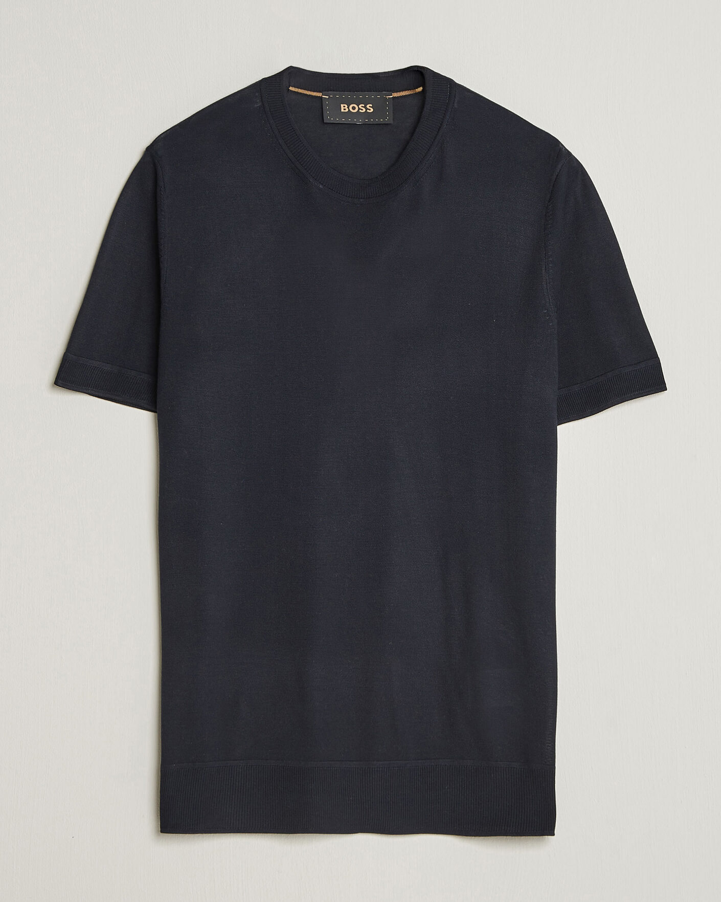 Heren | T-shirts | BOSS CAMEL | Nottano Silk Knitted T-Shirt Dark Blue