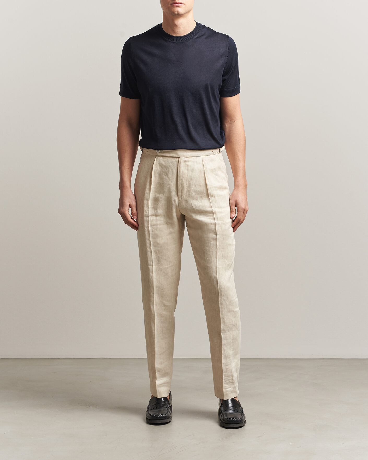 Heren | T-shirts | BOSS CAMEL | Nottano Silk Knitted T-Shirt Dark Blue