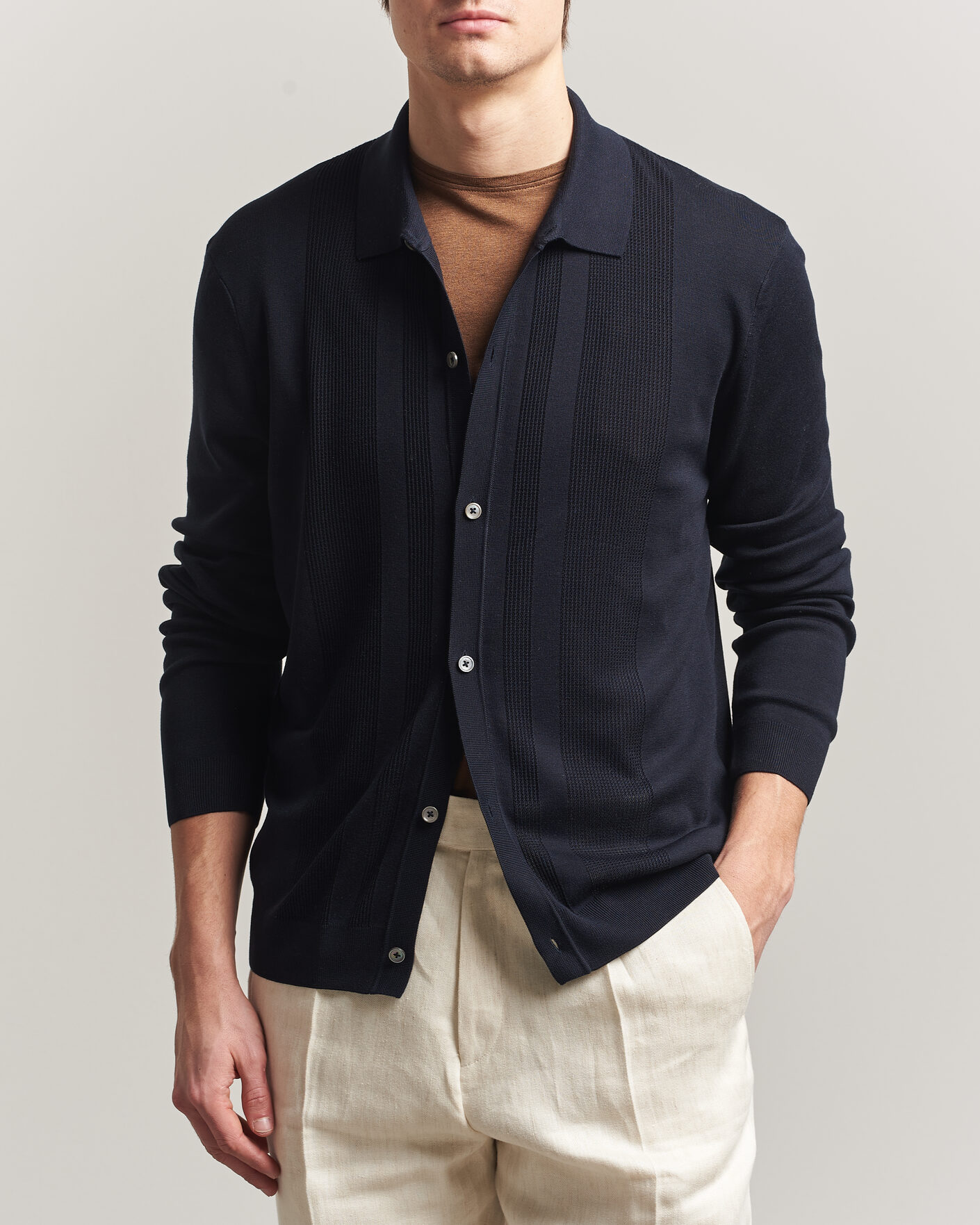 Heren | Truien | BOSS CAMEL | Nicolo Silk Knitted Cardigan Dark Blue