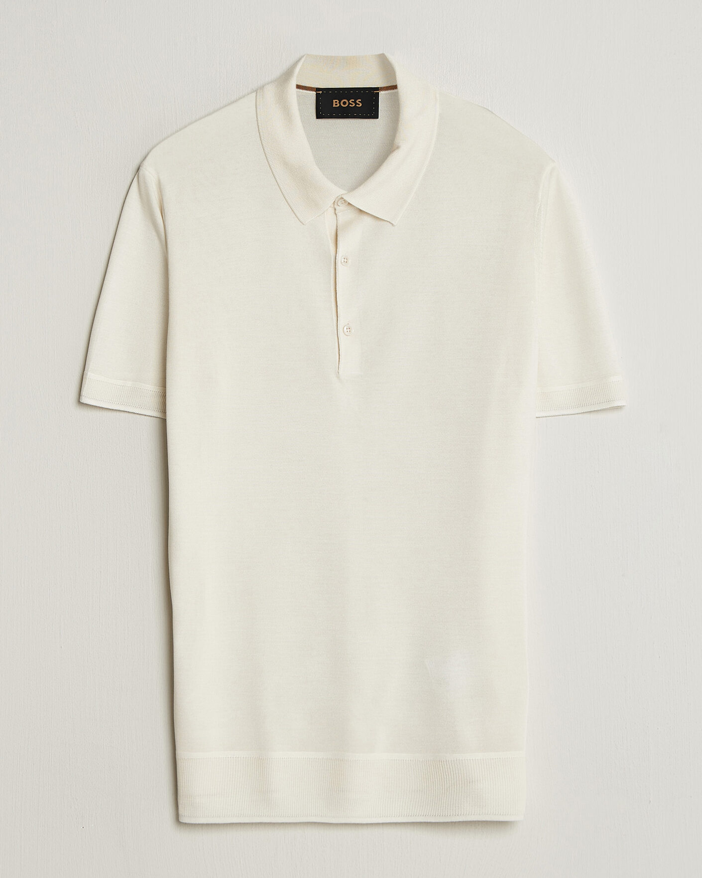 Heren | Polo's | BOSS CAMEL | Novo Silk Knitted Polo Open White