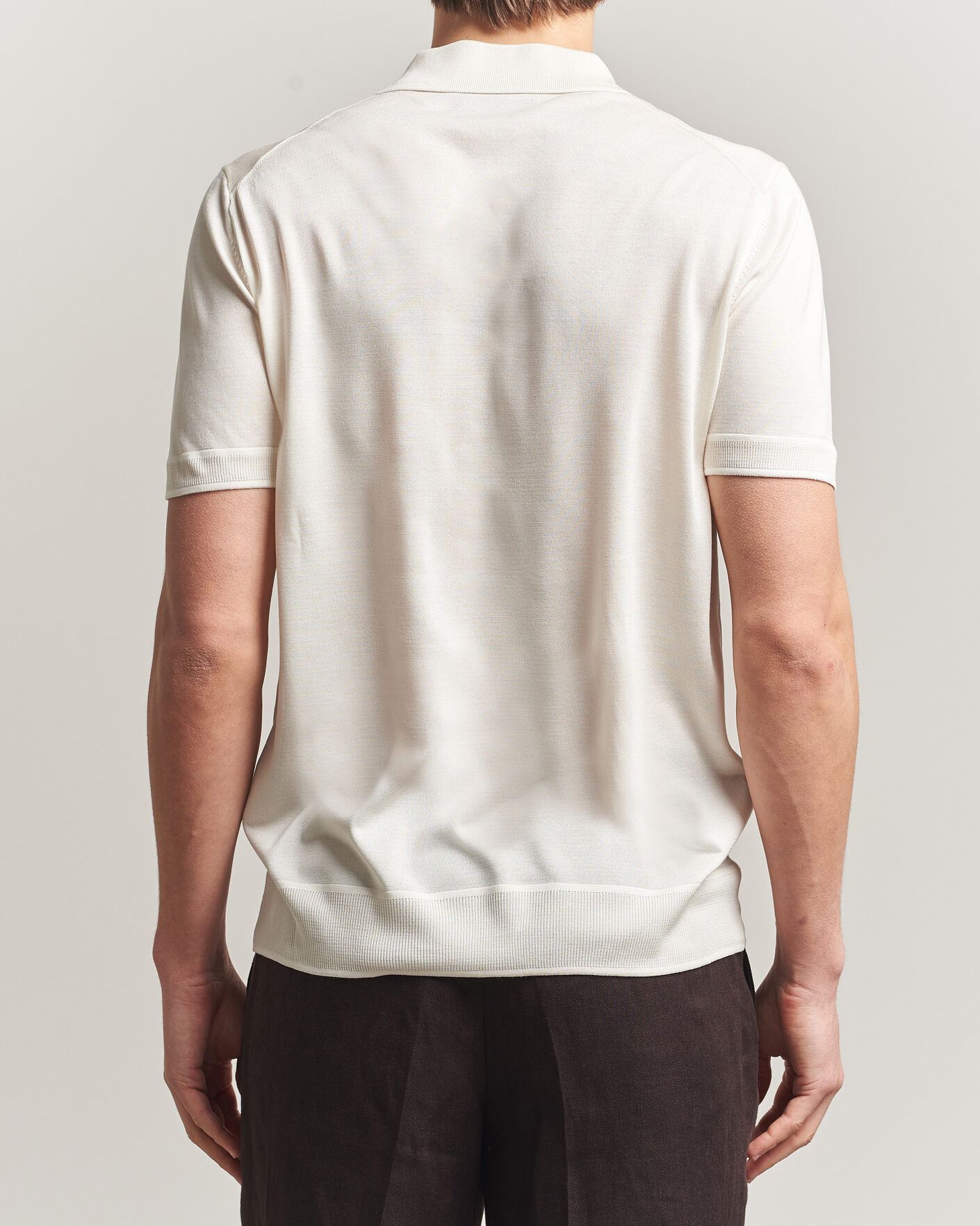 Heren | Polo's | BOSS CAMEL | Novo Silk Knitted Polo Open White