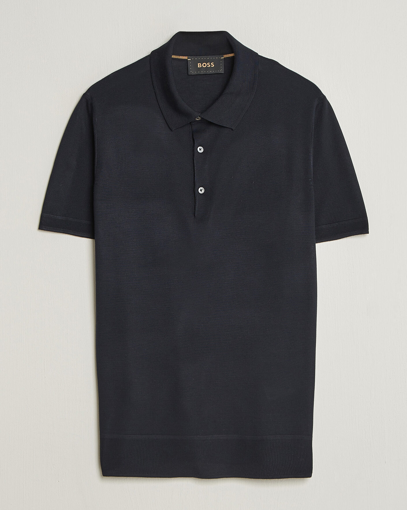 Heren | Polo's | BOSS CAMEL | Novo Silk Knitted Polo Dark Blue