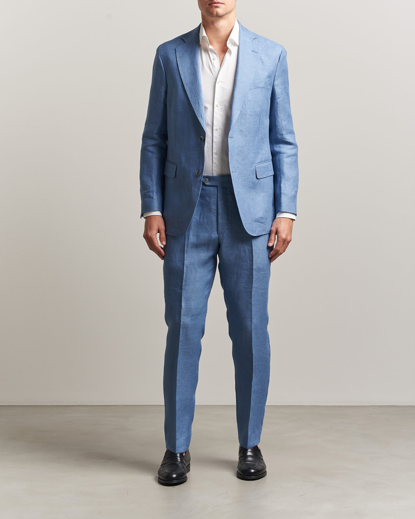 Heren | Broeken | Oscar Jacobson | Dandy Linen Trousers Light Blue