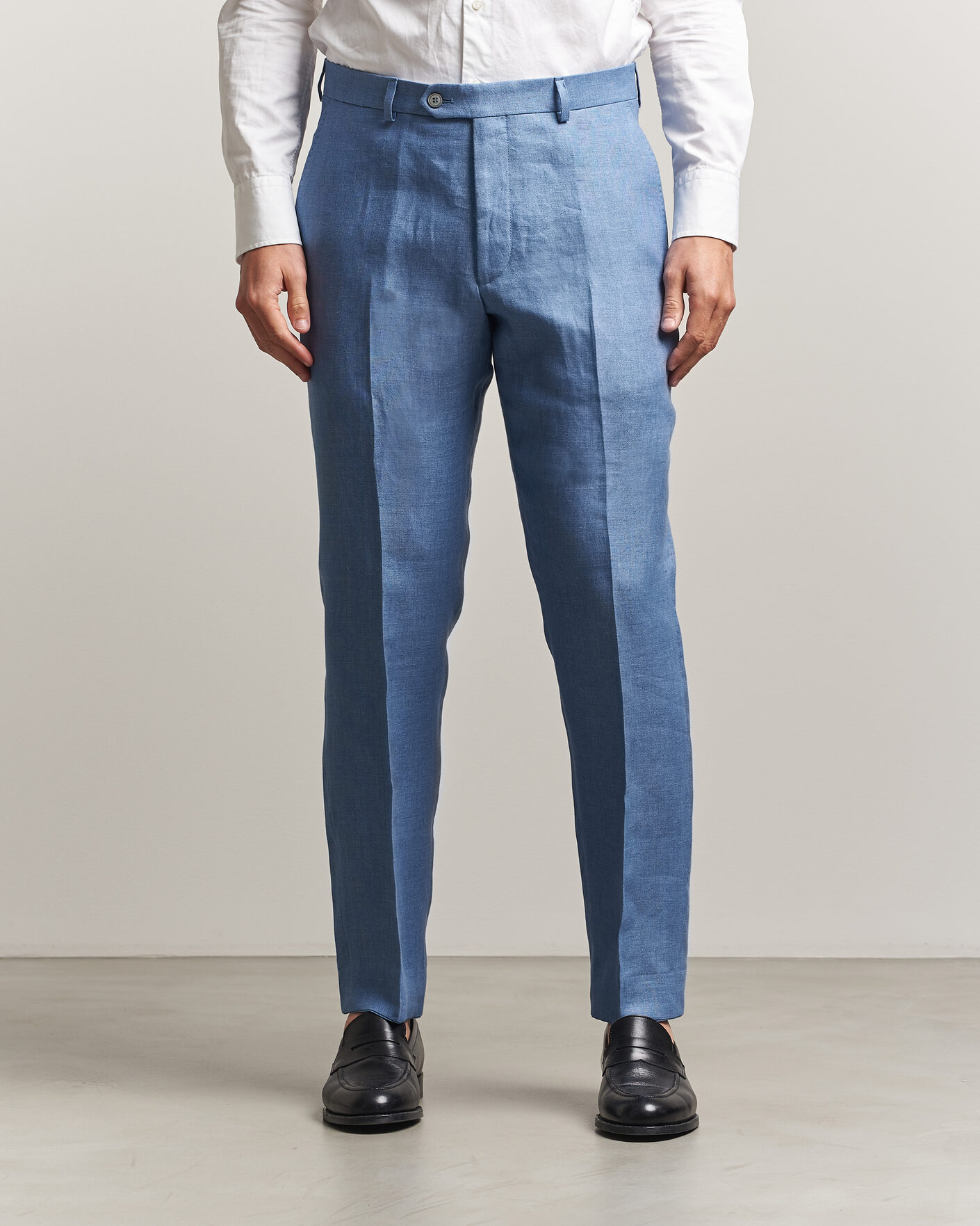 Heren | Broeken | Oscar Jacobson | Dandy Linen Trousers Light Blue