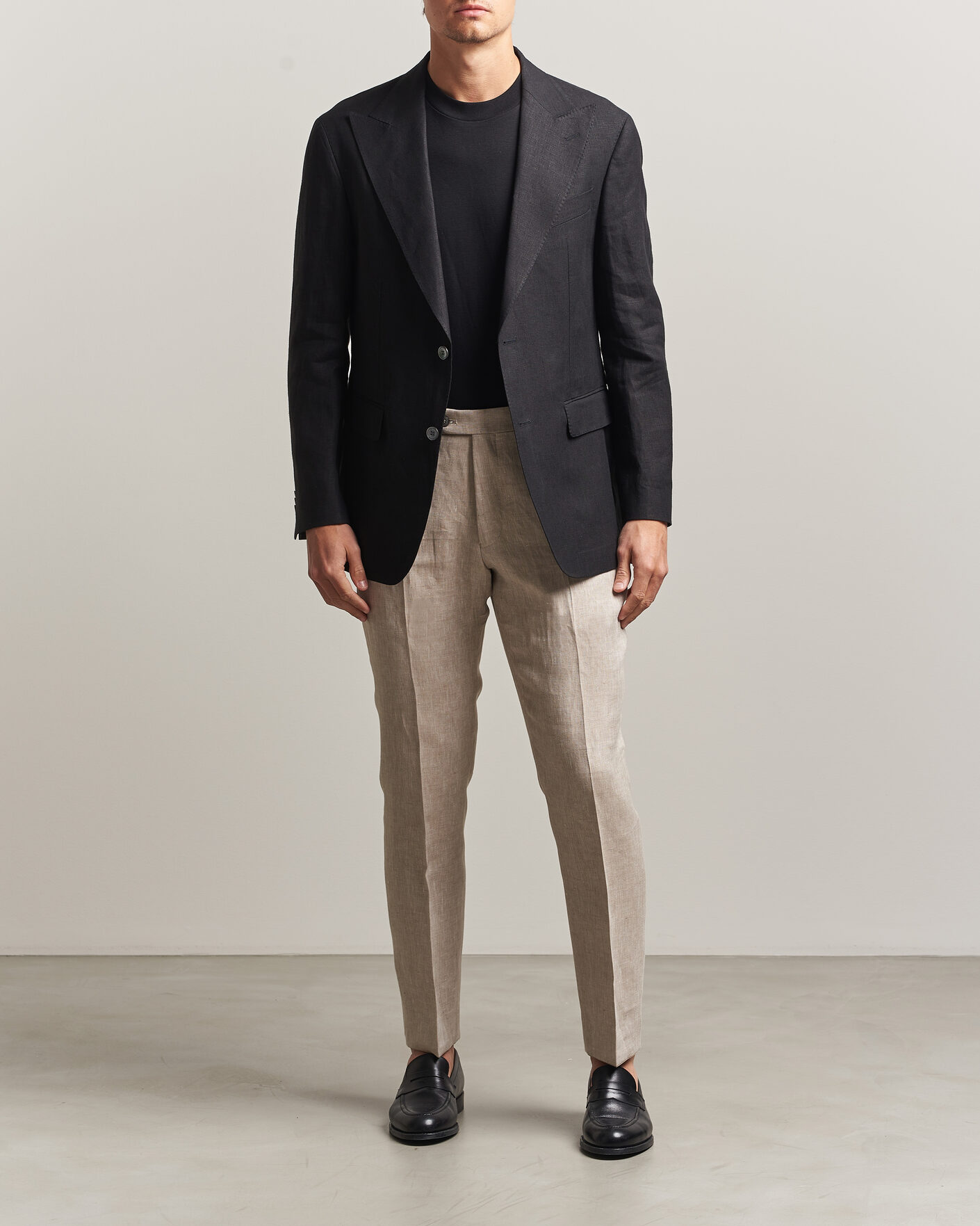 Heren | Broeken | Oscar Jacobson | Dandy Linen Trousers Beige