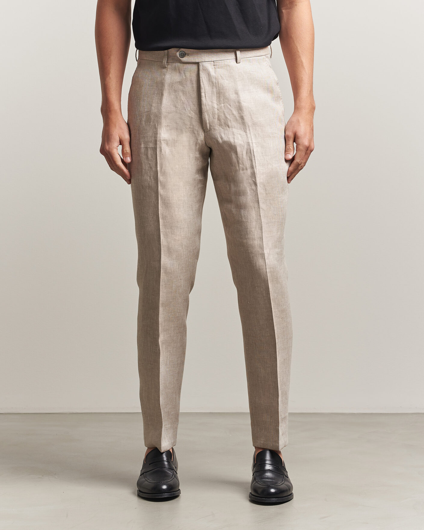 Heren | Broeken | Oscar Jacobson | Dandy Linen Trousers Beige