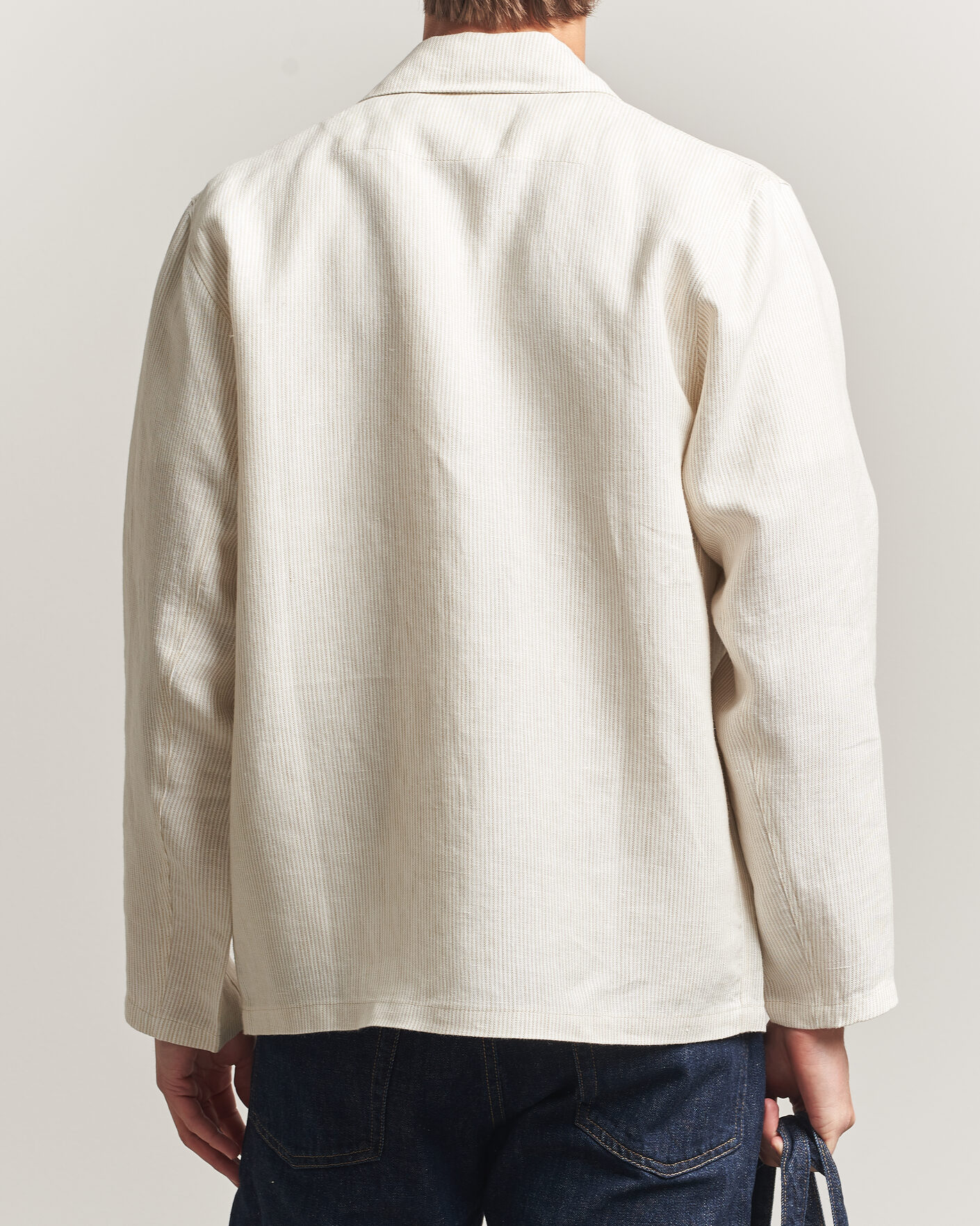 Heren | Overhemden | Peregrine | Windsor Linen Shacket Beige Stripe
