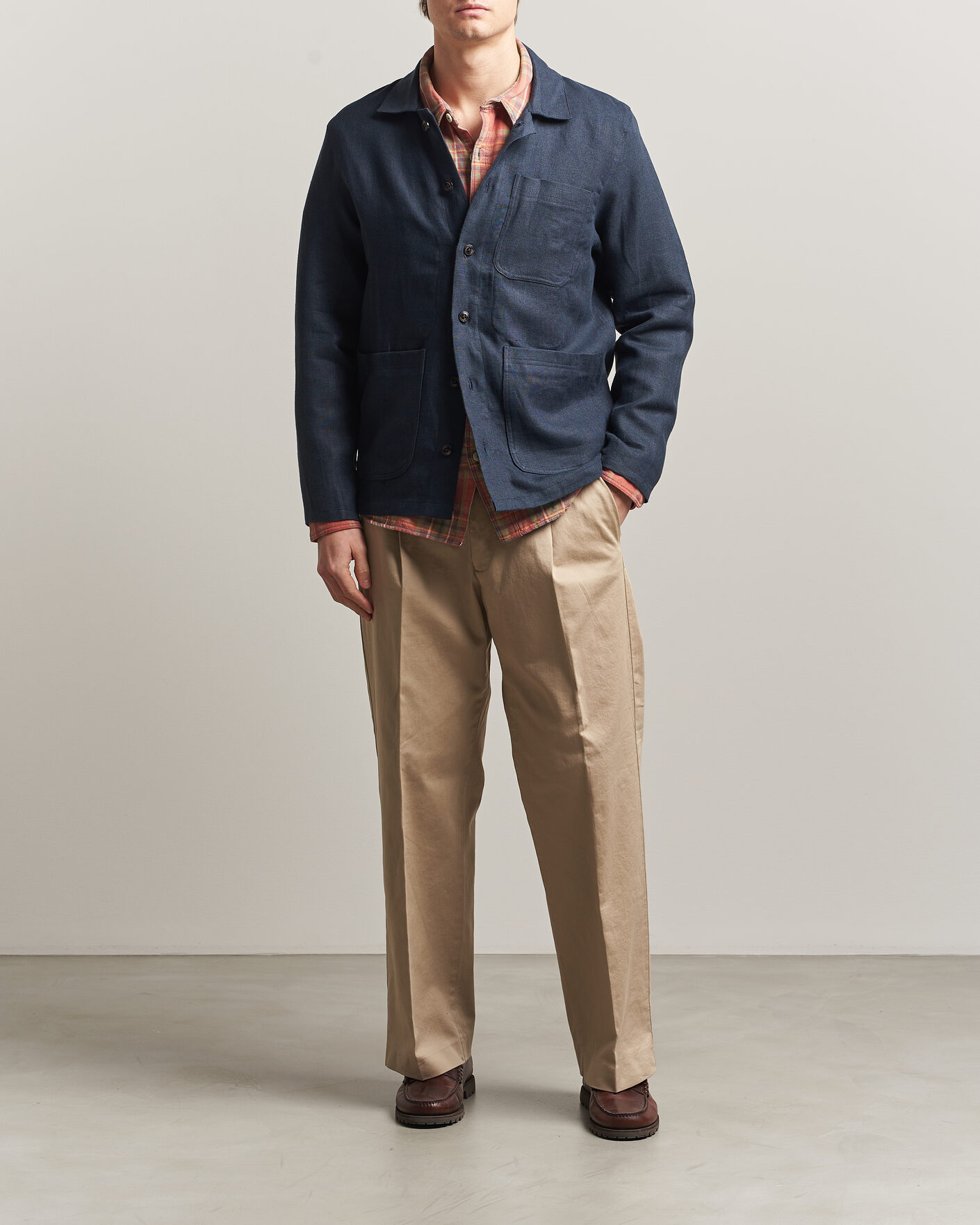 Heren | Overhemden | Peregrine | Windsor Linen Shacket Navy