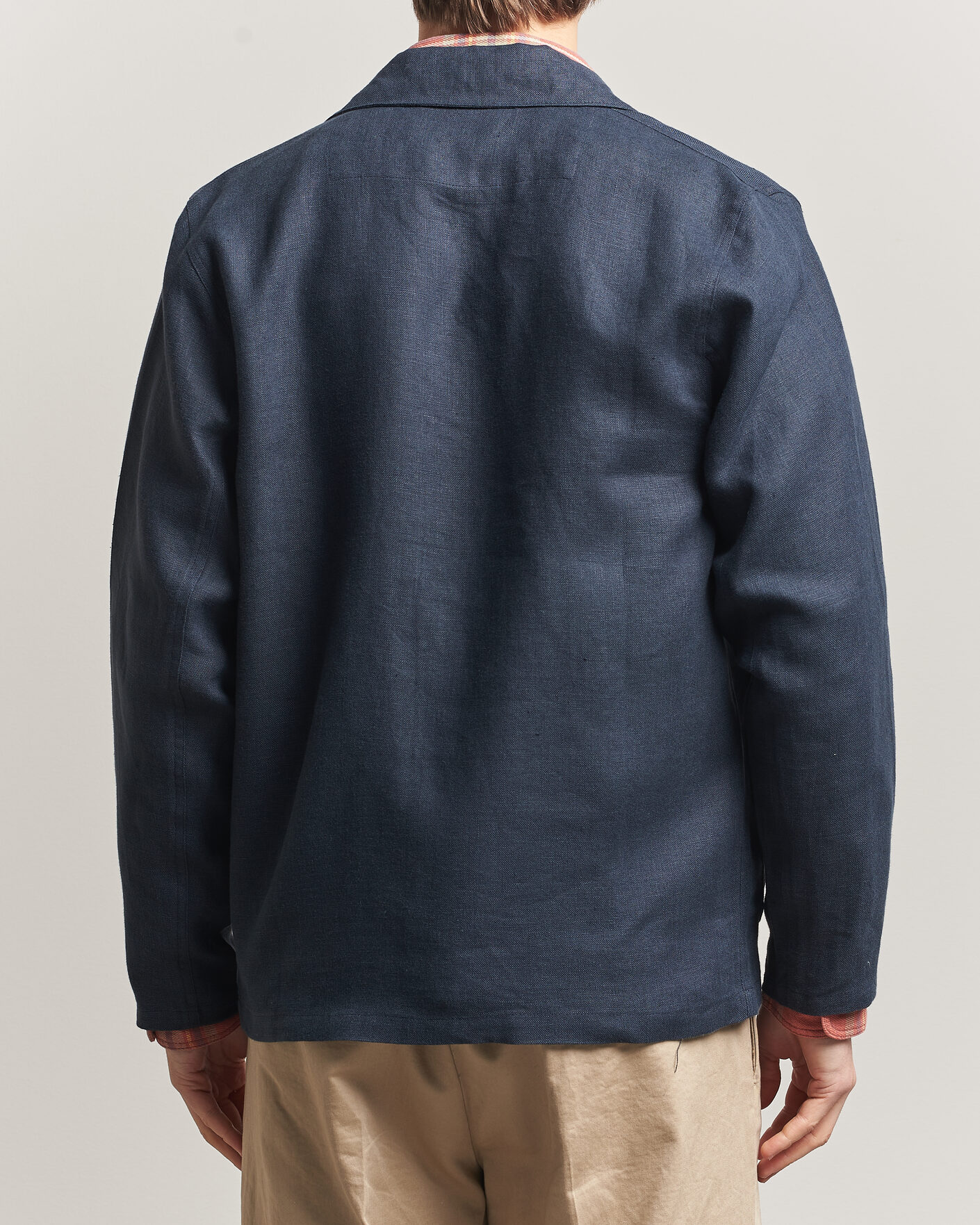 Heren | Overhemden | Peregrine | Windsor Linen Shacket Navy Stripe