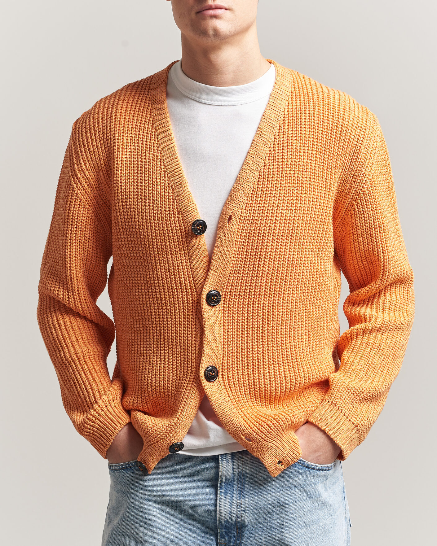 Heren | Truien | Peregrine | River Cotton Cardigan Apricot