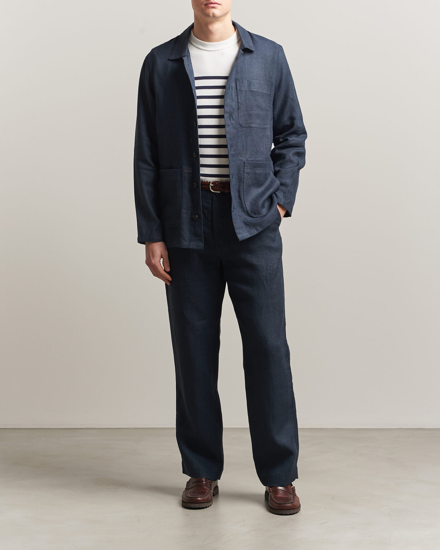Heren | Broeken | Peregrine | Windsor Linen Trousers Navy