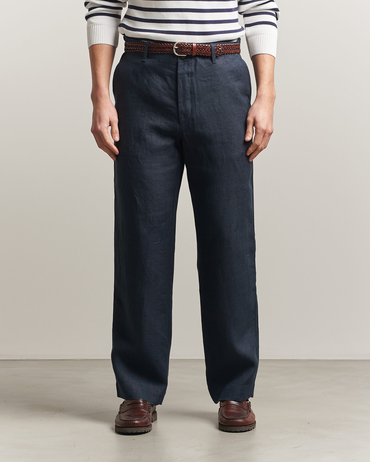 Heren | Broeken | Peregrine | Windsor Linen Trousers Navy