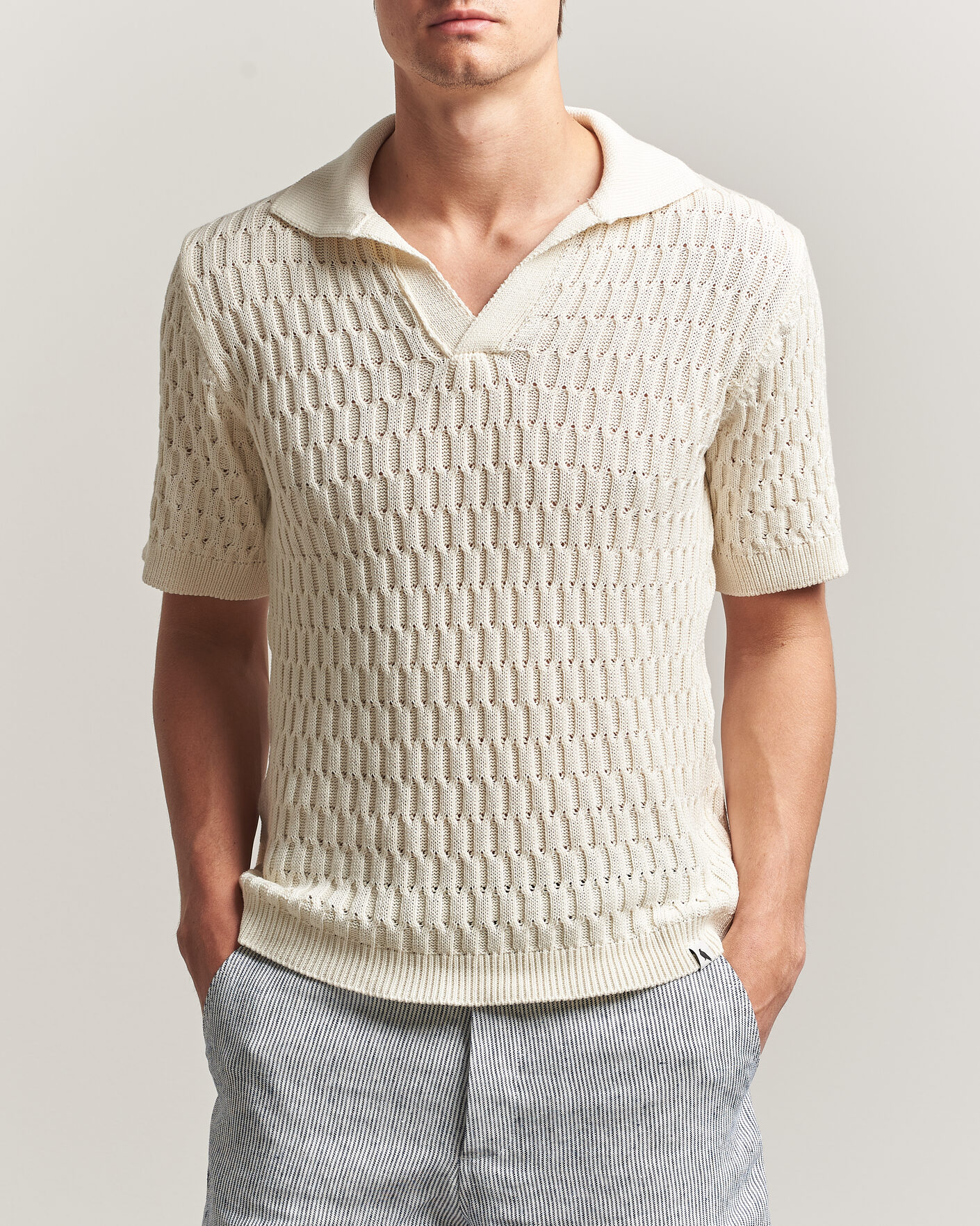 Heren | Polo's | Peregrine | Cove Knitted Cotton Polo Shirt White