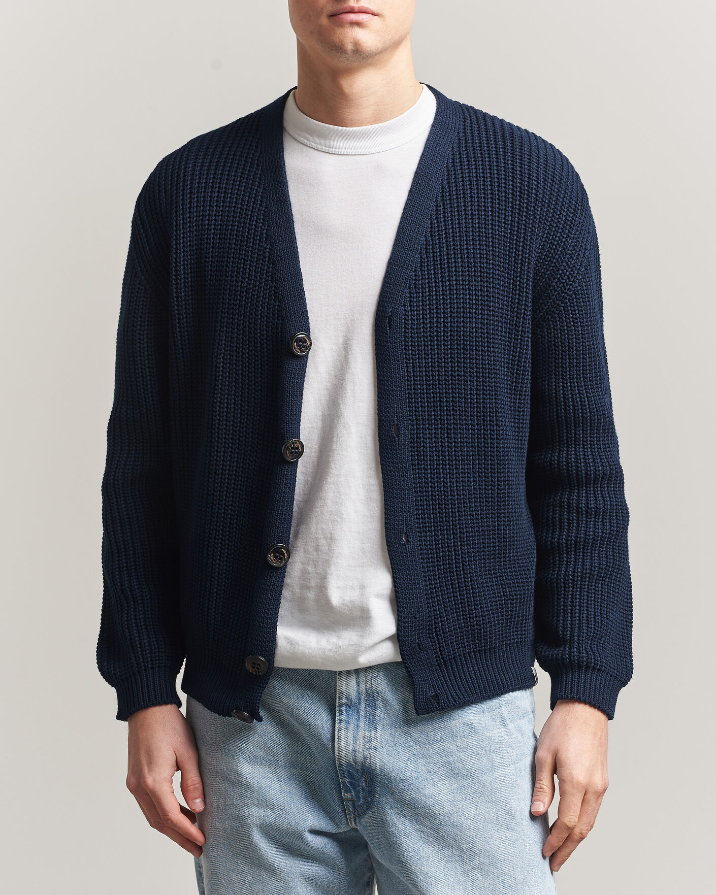 Heren | Truien | Peregrine | River Cotton Cardigan Navy