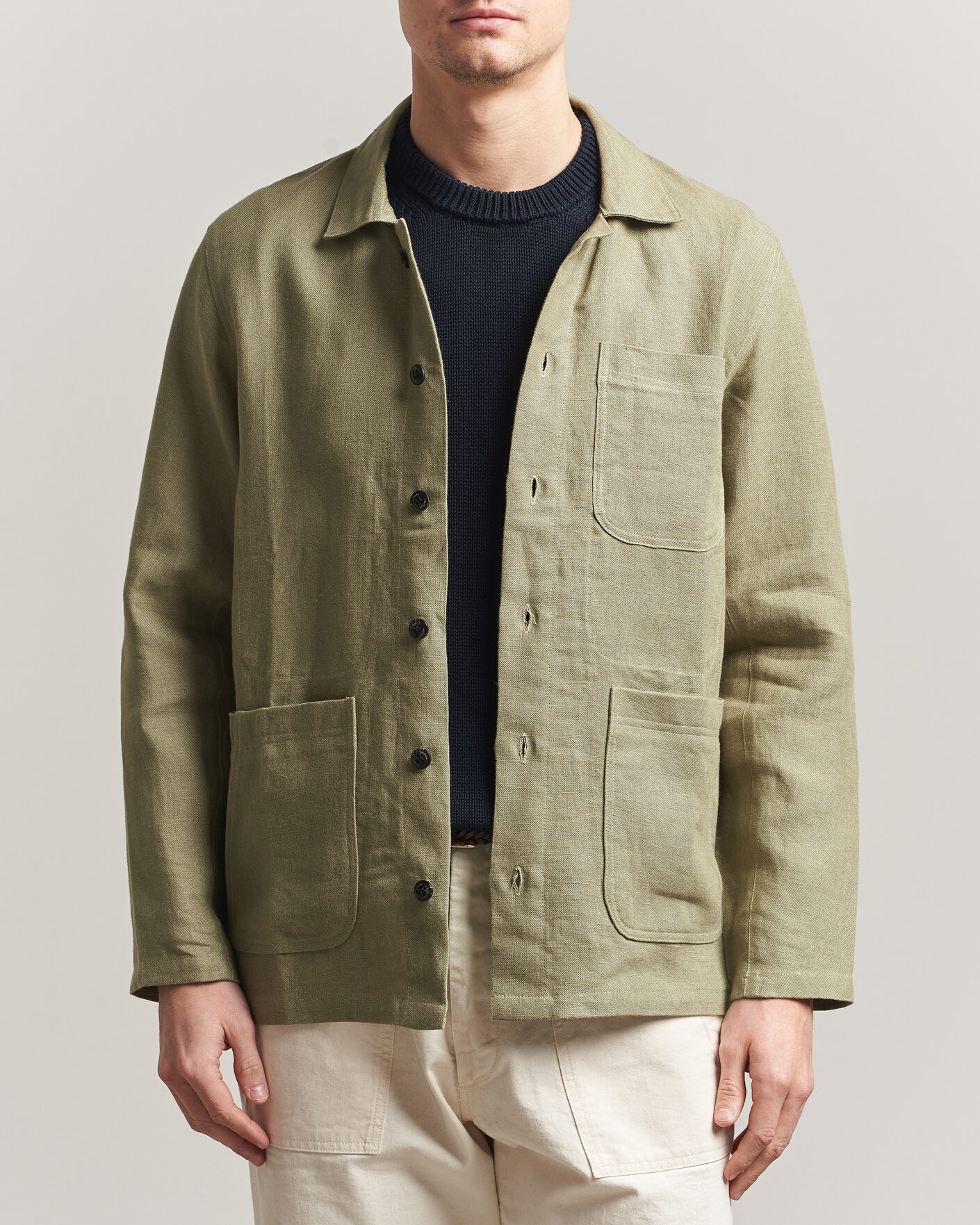 Heren | Overhemden | Peregrine | Windsor Linen Shacket Khaki