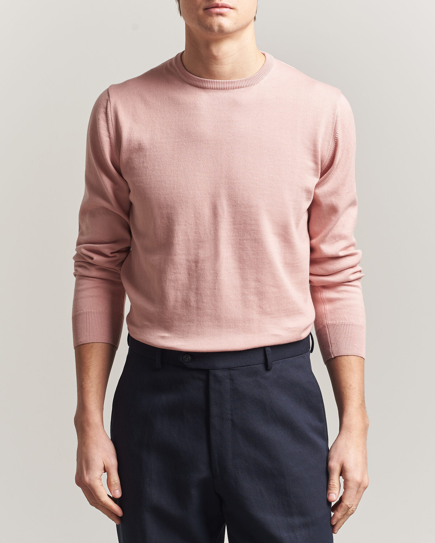 Heren | Truien | Morgano | Supersoft Egyptian Cotton Crew Neck Soft Pink