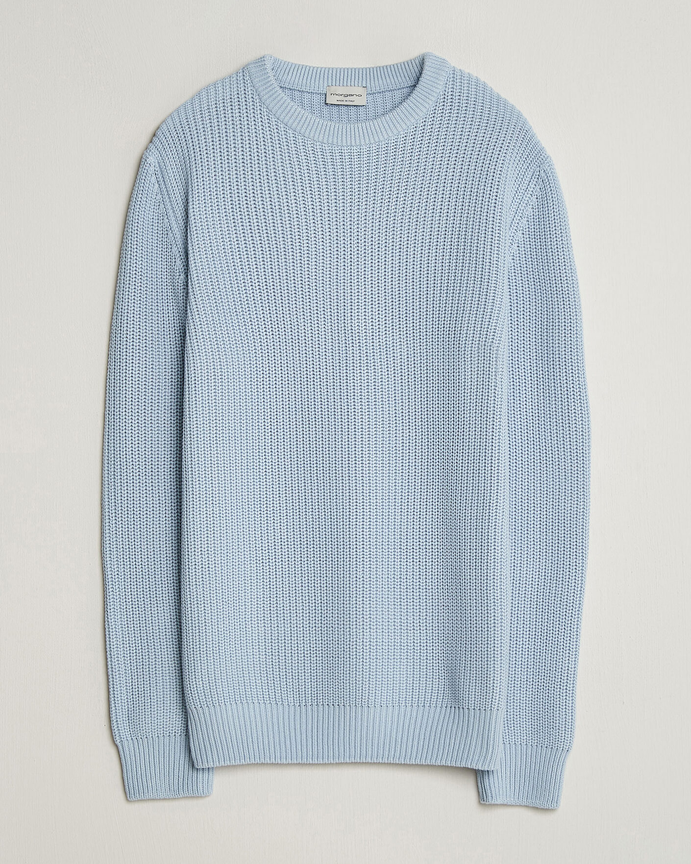 Heren | Truien | Morgano | Supersoft Egyptian Cotton Fisher Man Crew Light Blue