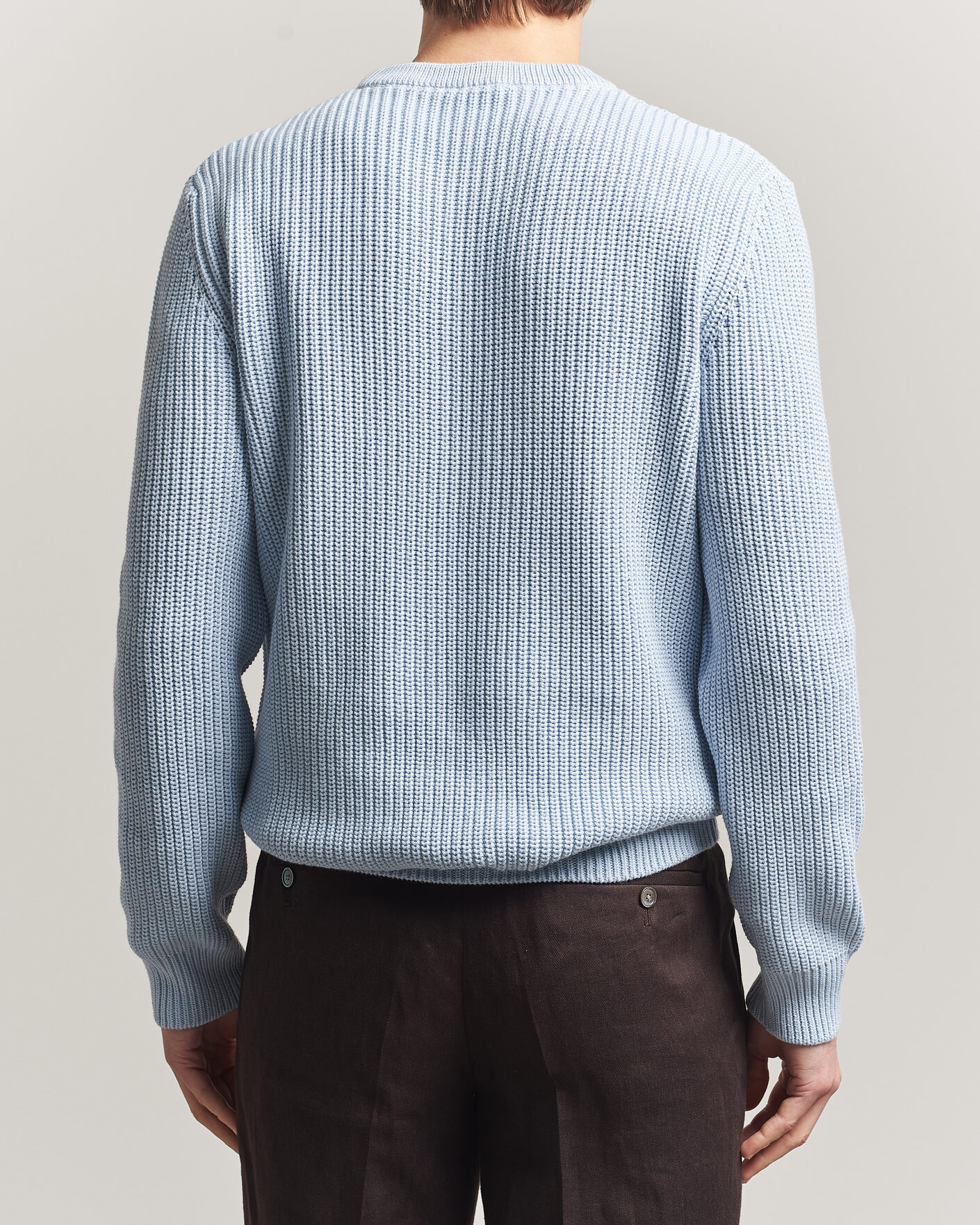 Heren | Truien | Morgano | Supersoft Egyptian Cotton Fisher Man Crew Light Blue
