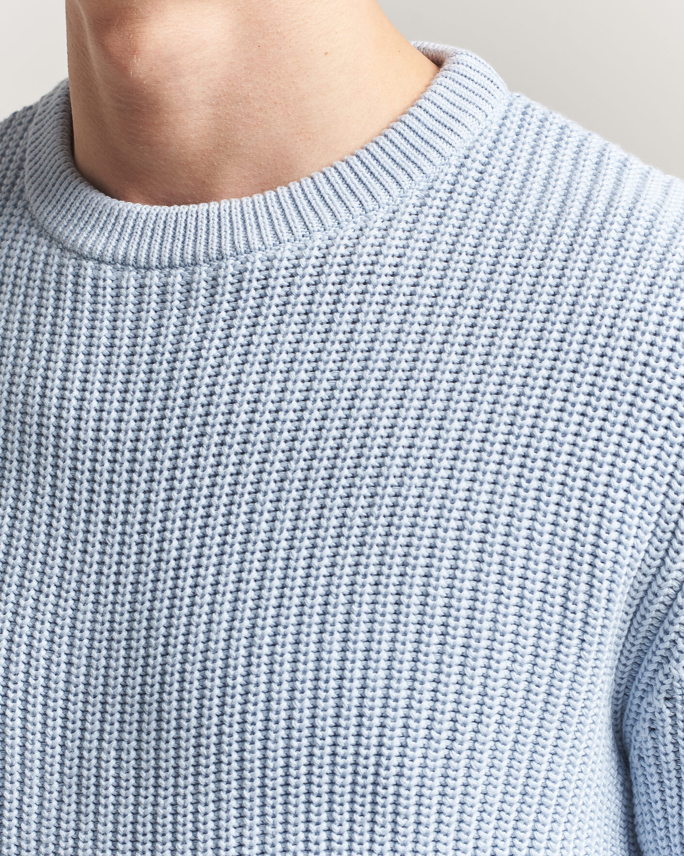 Heren | Truien | Morgano | Supersoft Egyptian Cotton Fisher Man Crew Light Blue