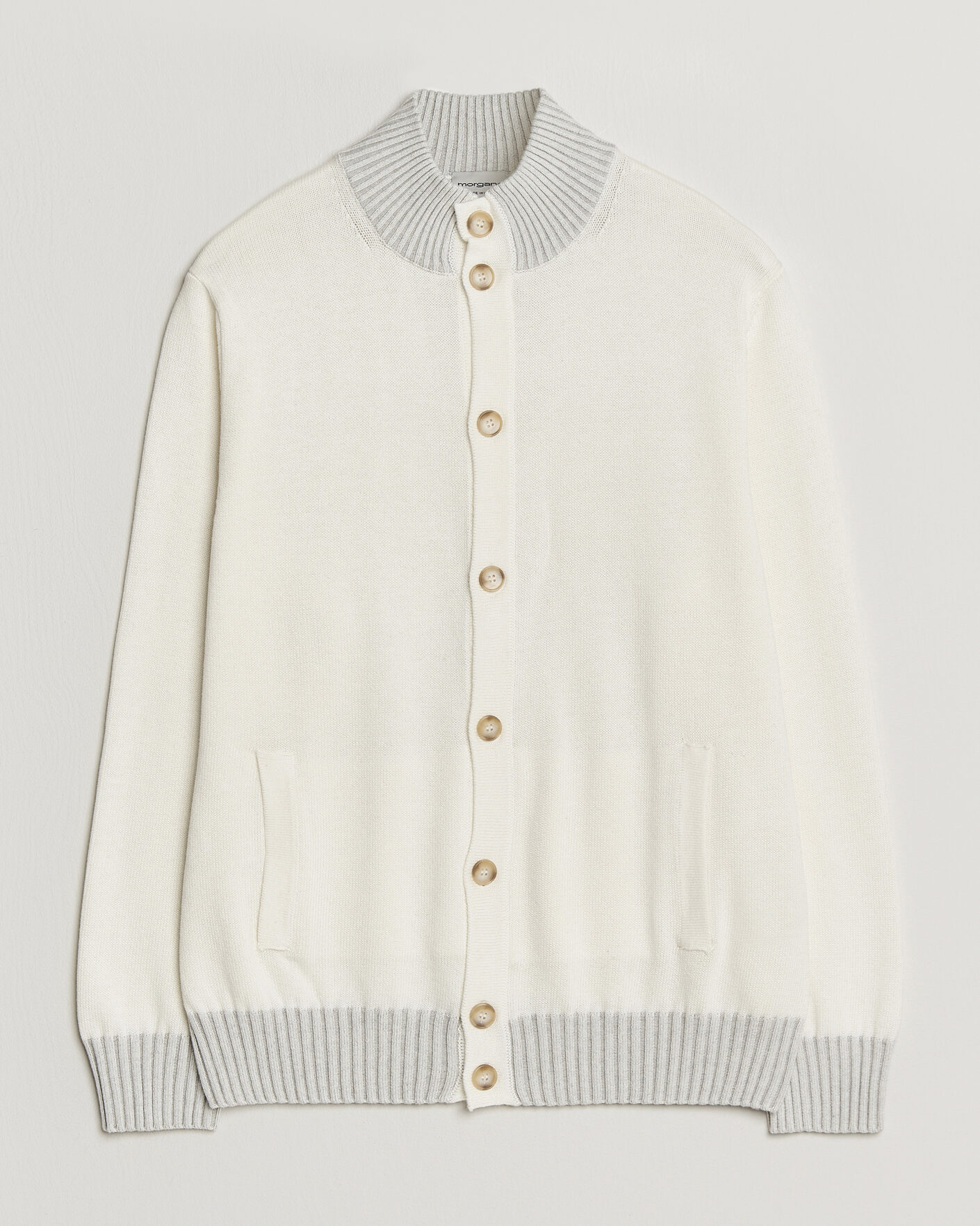 Heren | Truien | Morgano | Cotton/Cashmere Knitted Cardigan Cream