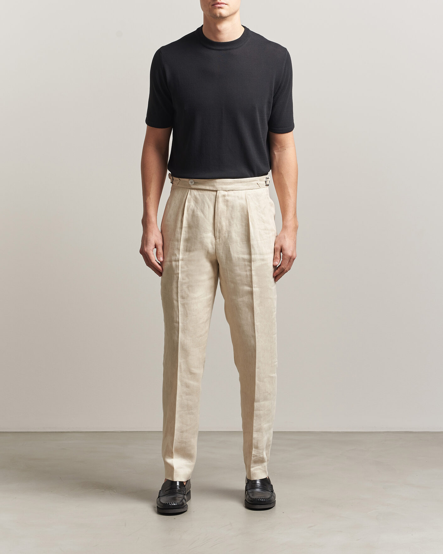 Heren | T-shirts | Morgano | Knitted Cotton Crepe T-Shirt Black