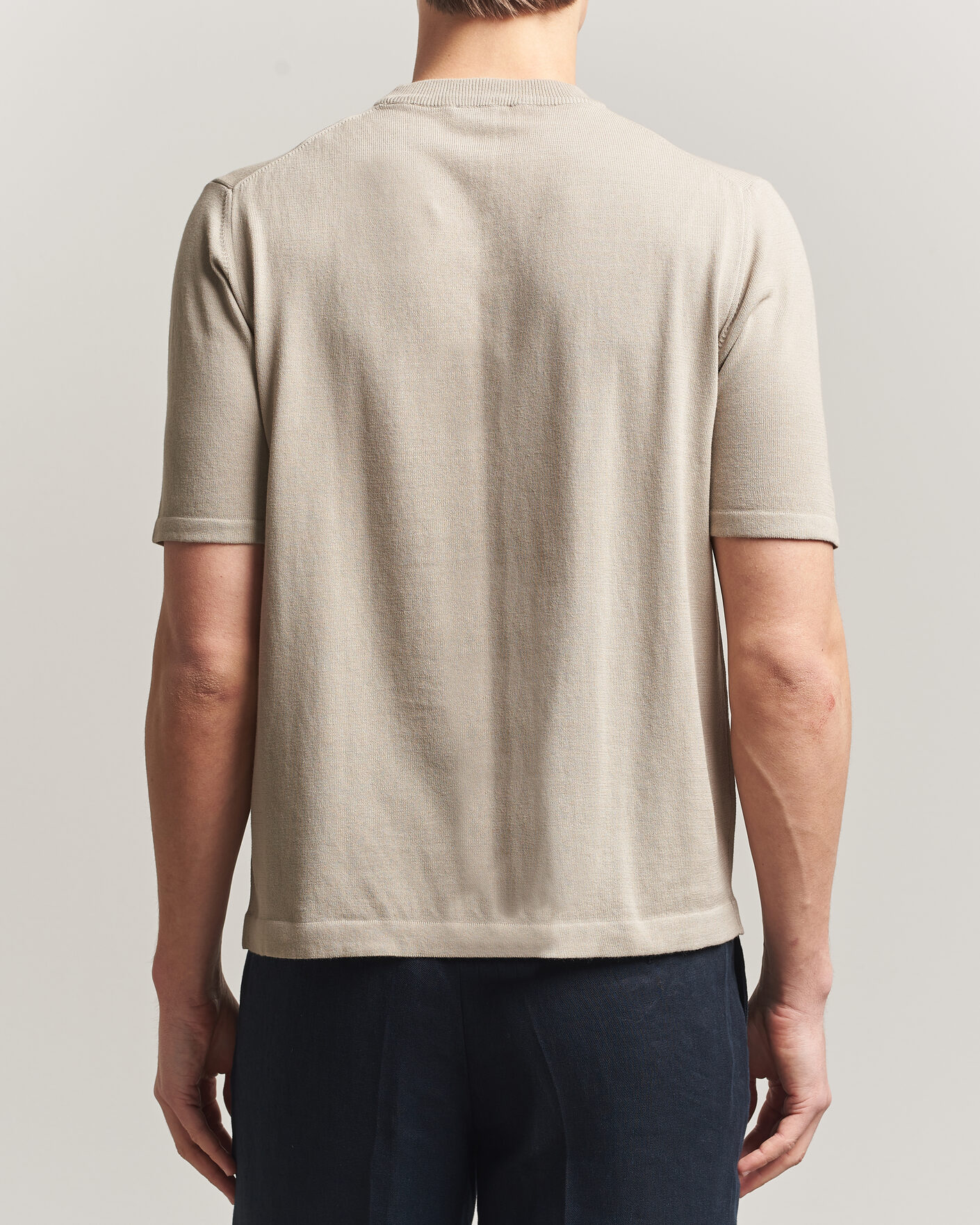 Heren | T-shirts | Morgano | Knitted Cotton Crepe T-Shirt Beige