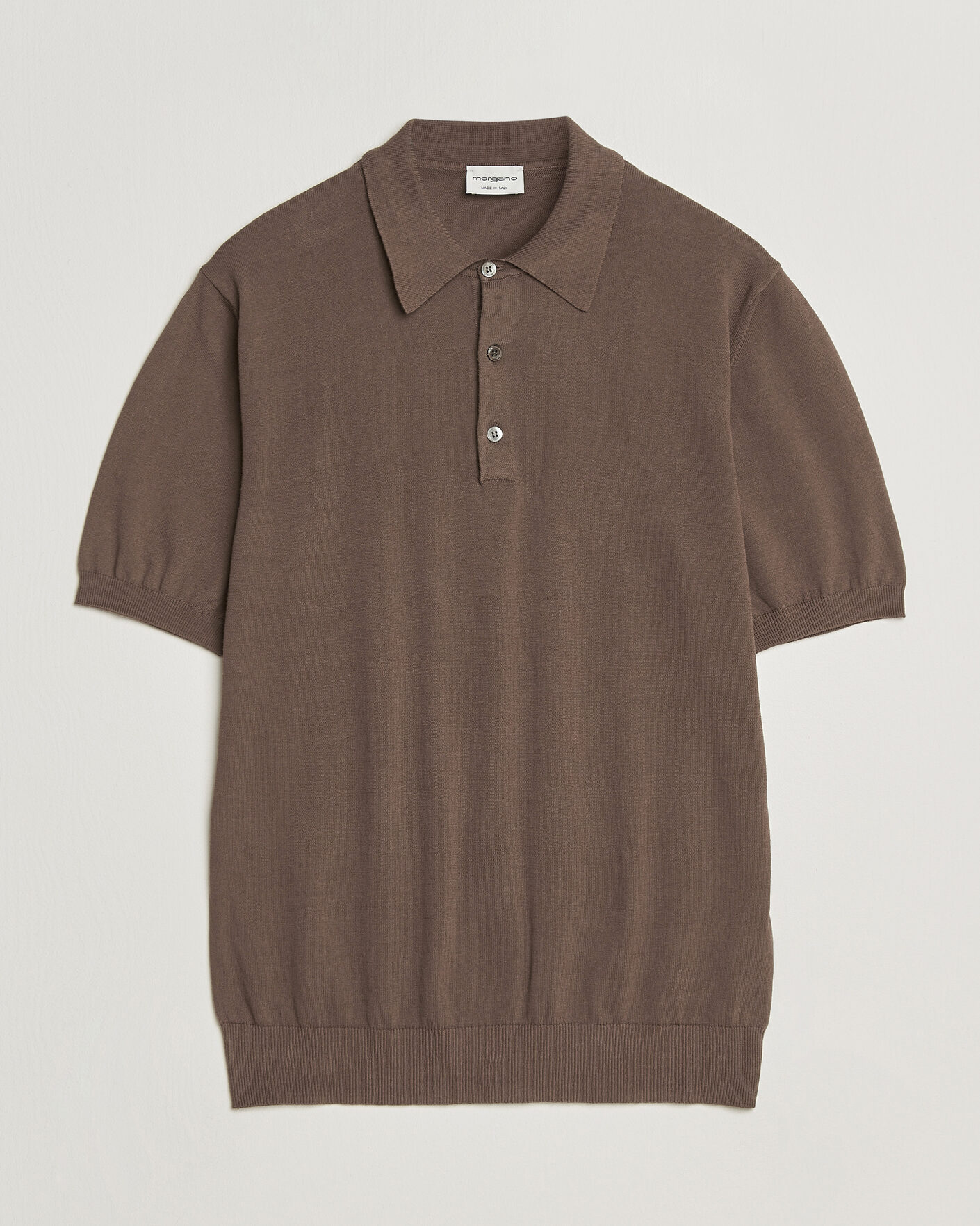 Heren | Polo's | Morgano | Knitted Cotton Crepe Polo Brown