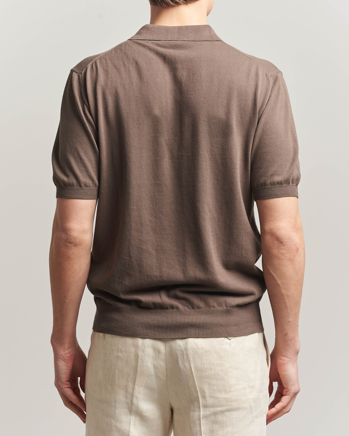 Heren | Polo's | Morgano | Knitted Cotton Crepe Polo Brown