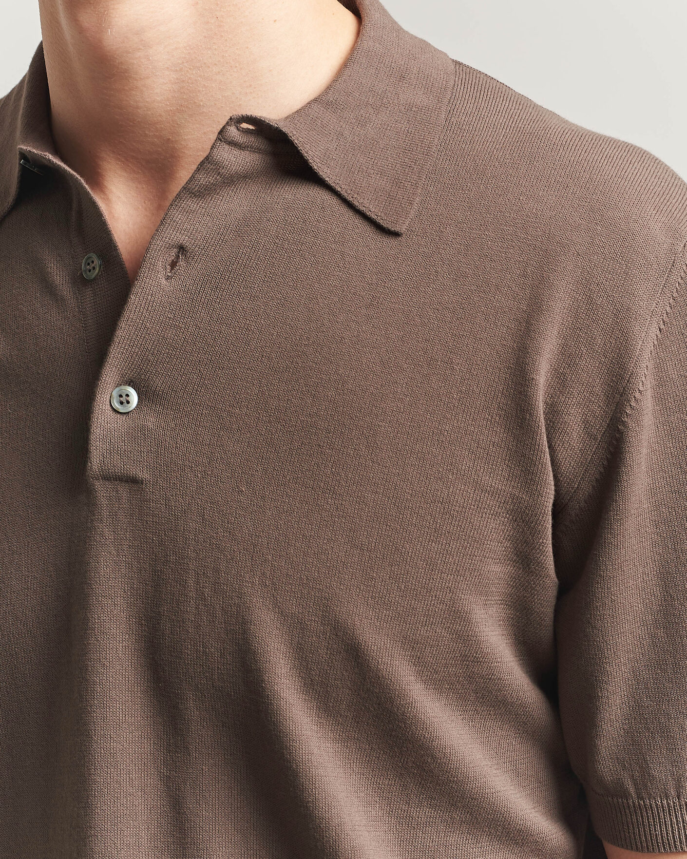Heren | Polo's | Morgano | Knitted Cotton Crepe Polo Brown