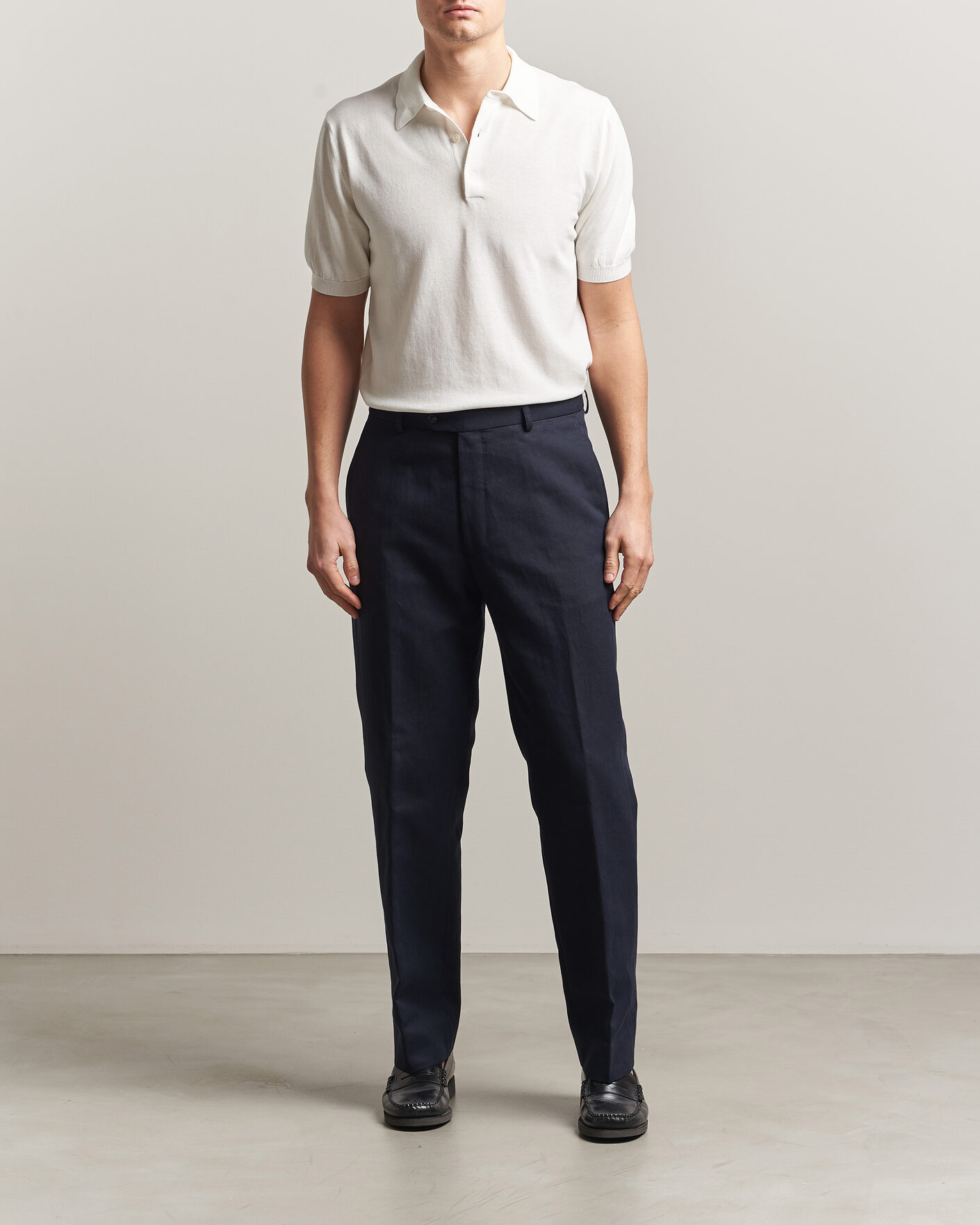 Heren | Polo's | Morgano | Knitted Cotton Crepe Polo Latte