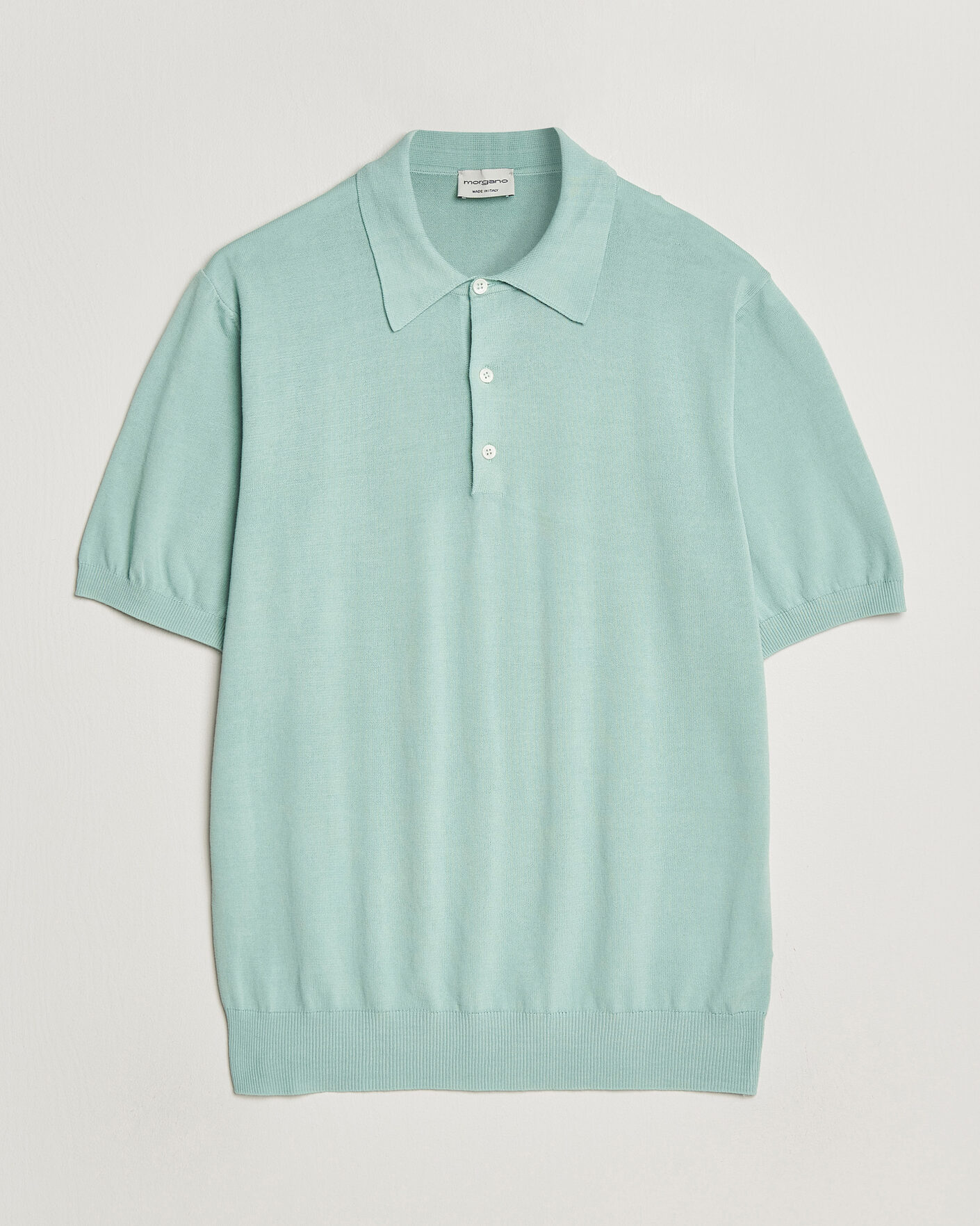 Heren | Polo's | Morgano | Knitted Cotton Crepe Polo Light Green