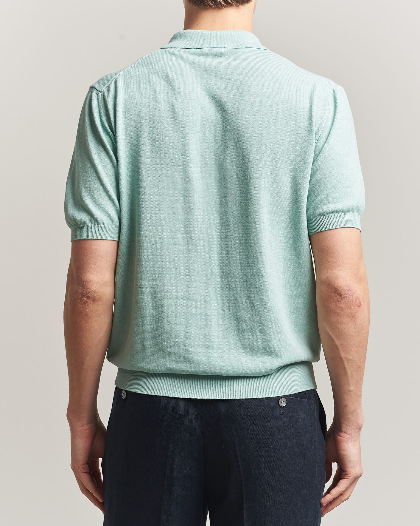 Heren | Polo's | Morgano | Knitted Cotton Crepe Polo Light Green