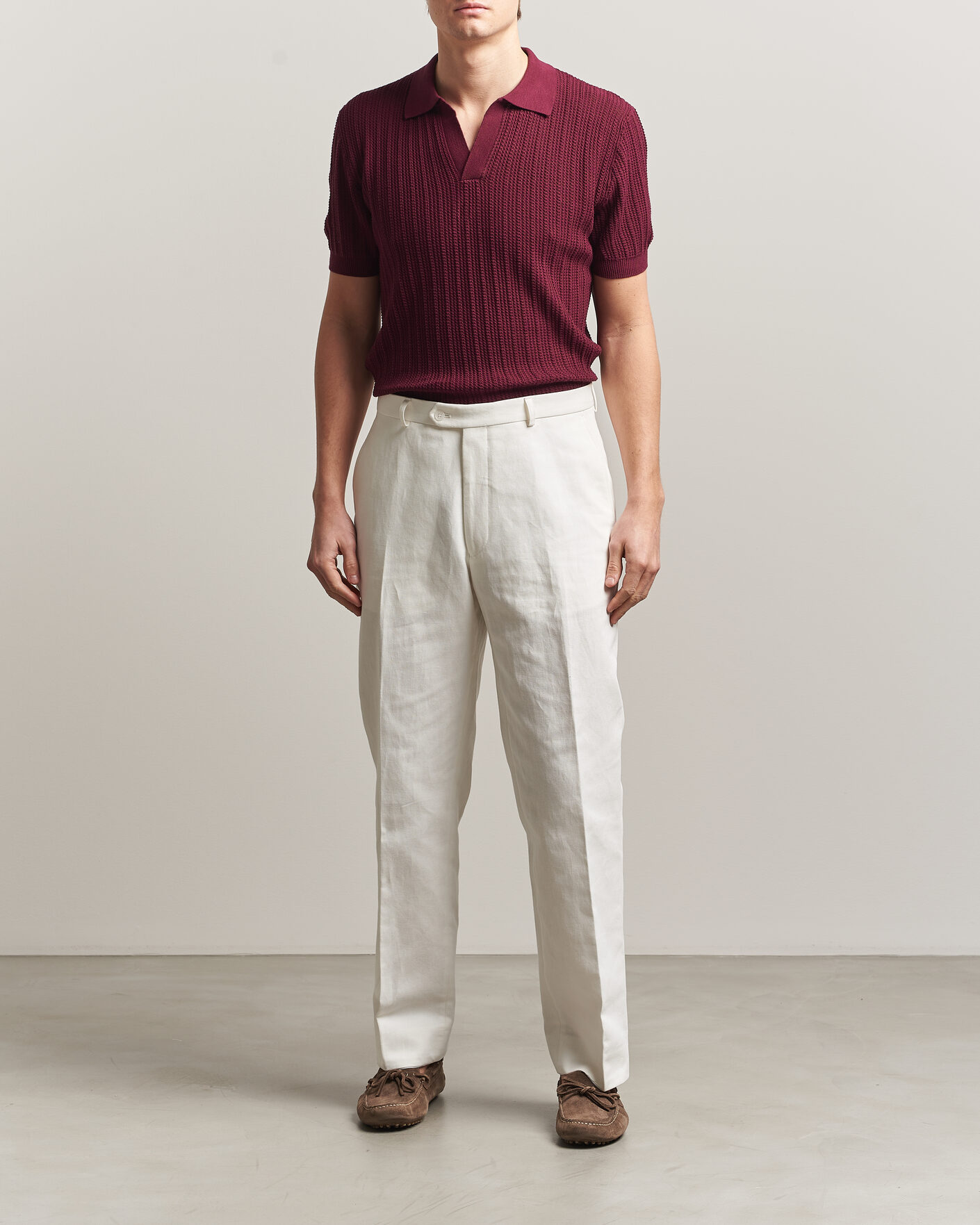 Heren | Polo's | Morgano | Structured Knitted Polo Burgundy