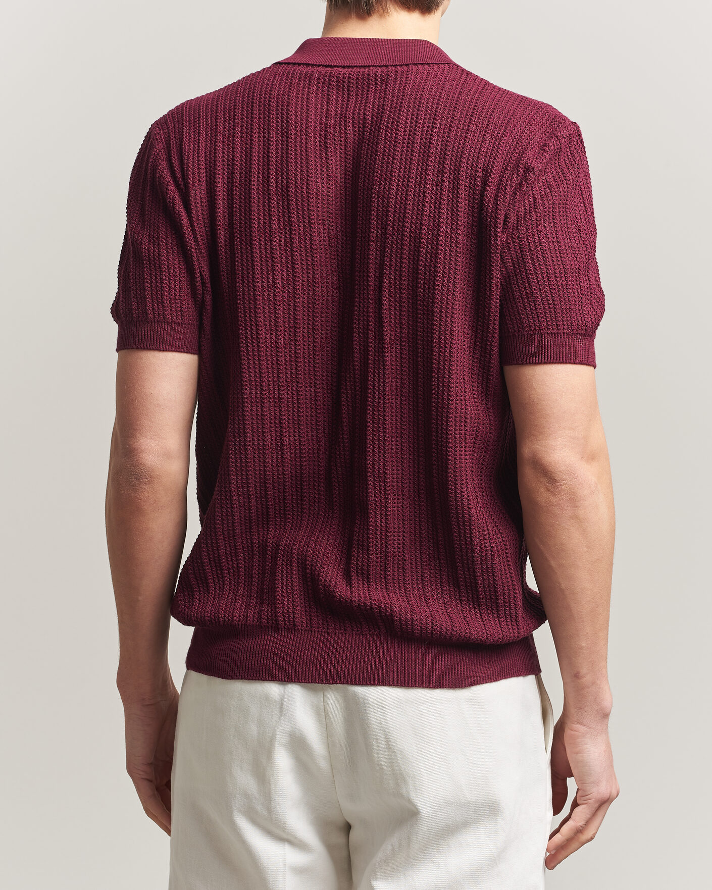 Heren | Polo's | Morgano | Structured Knitted Polo Burgundy