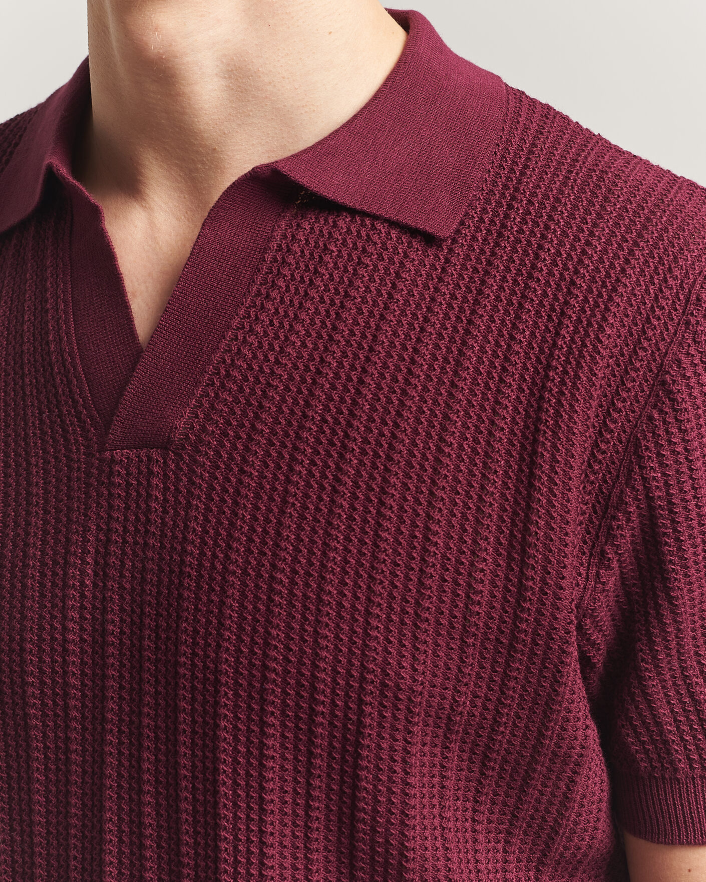 Heren | Polo's | Morgano | Structured Knitted Polo Burgundy