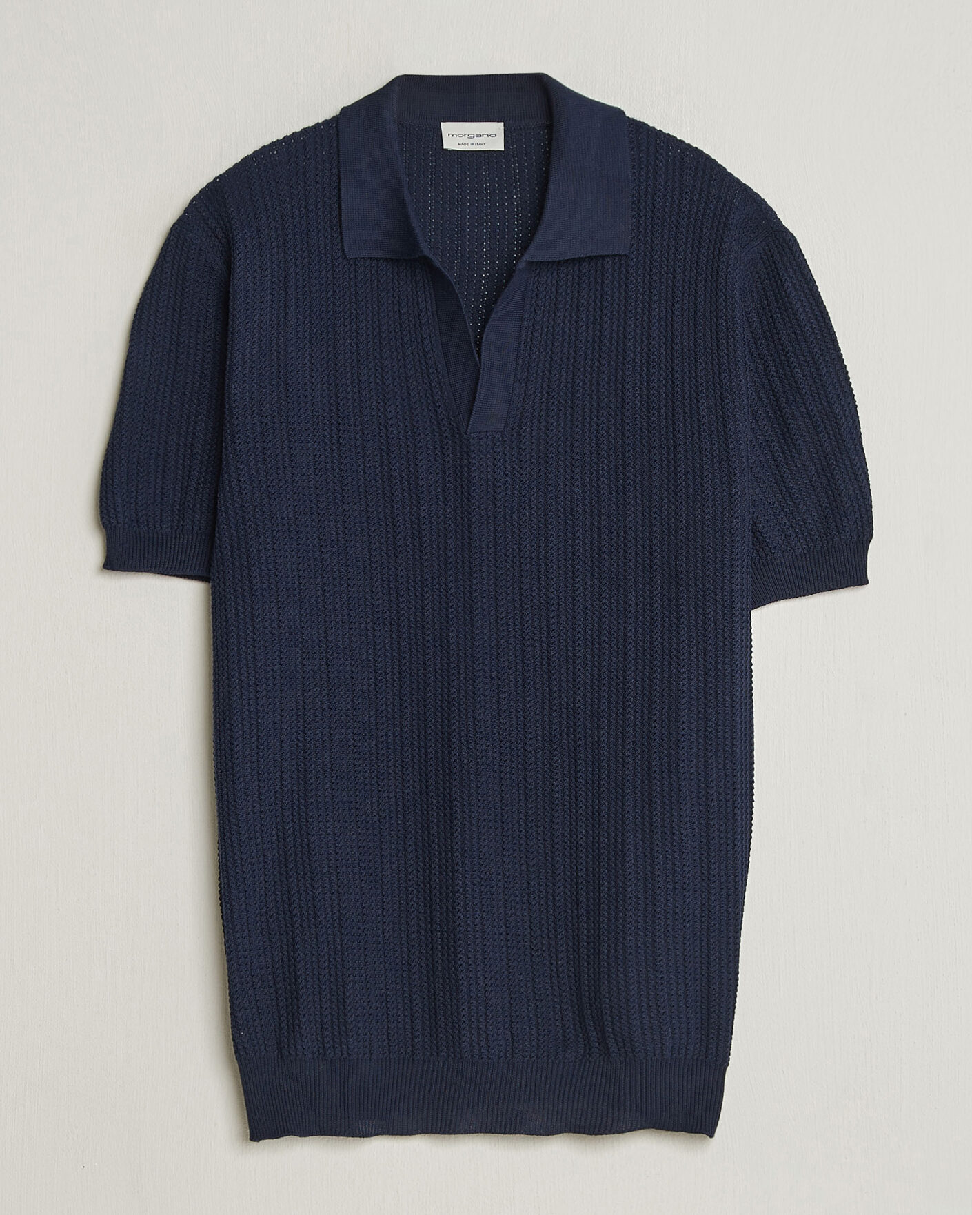 Heren | Polo's | Morgano | Structured Knitted Polo Navy