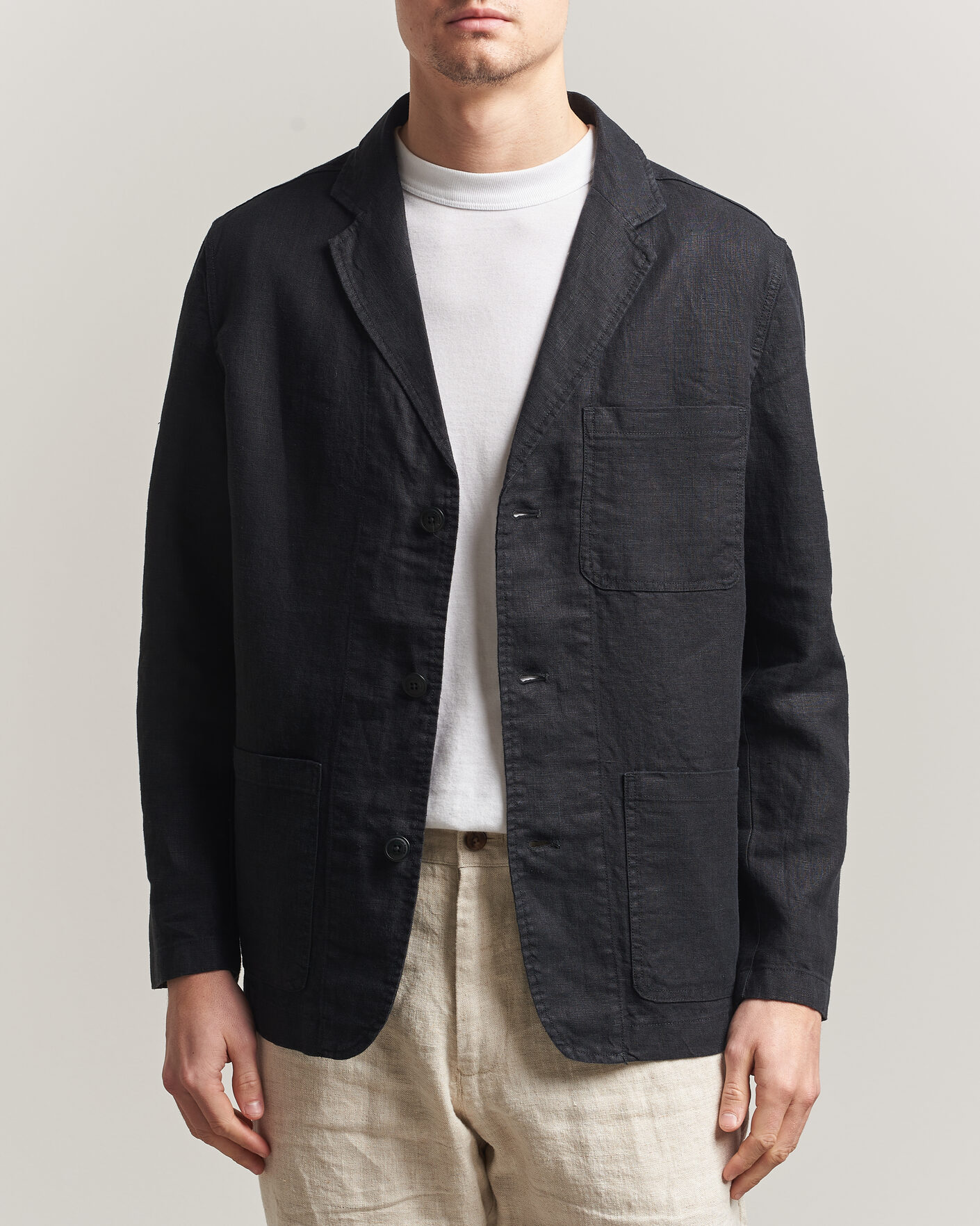 Heren | Blazers | KnowledgeCotton Apparel | Linen Blazer Black