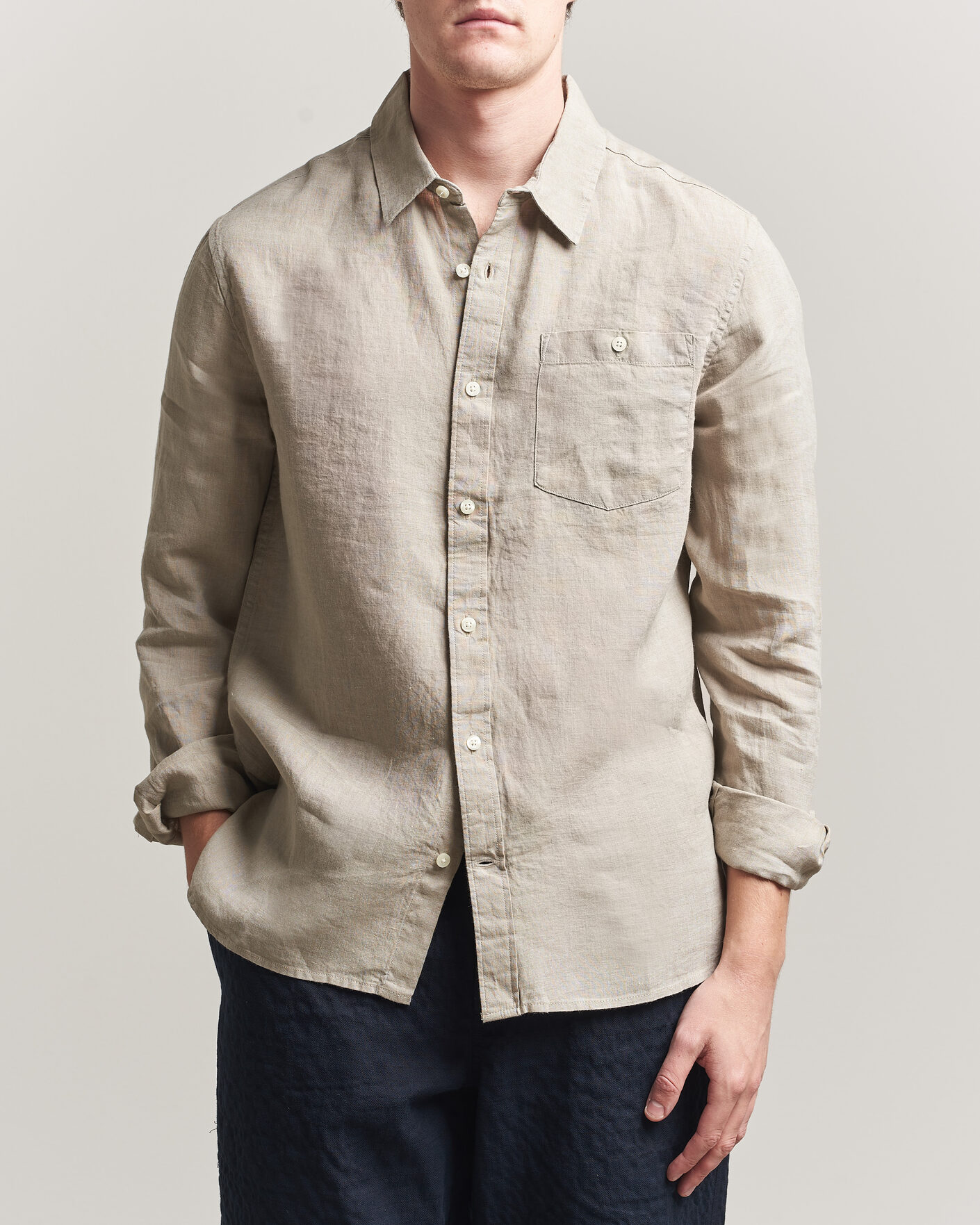 Heren | Overhemden | KnowledgeCotton Apparel | Regular Linen Shirt Twill