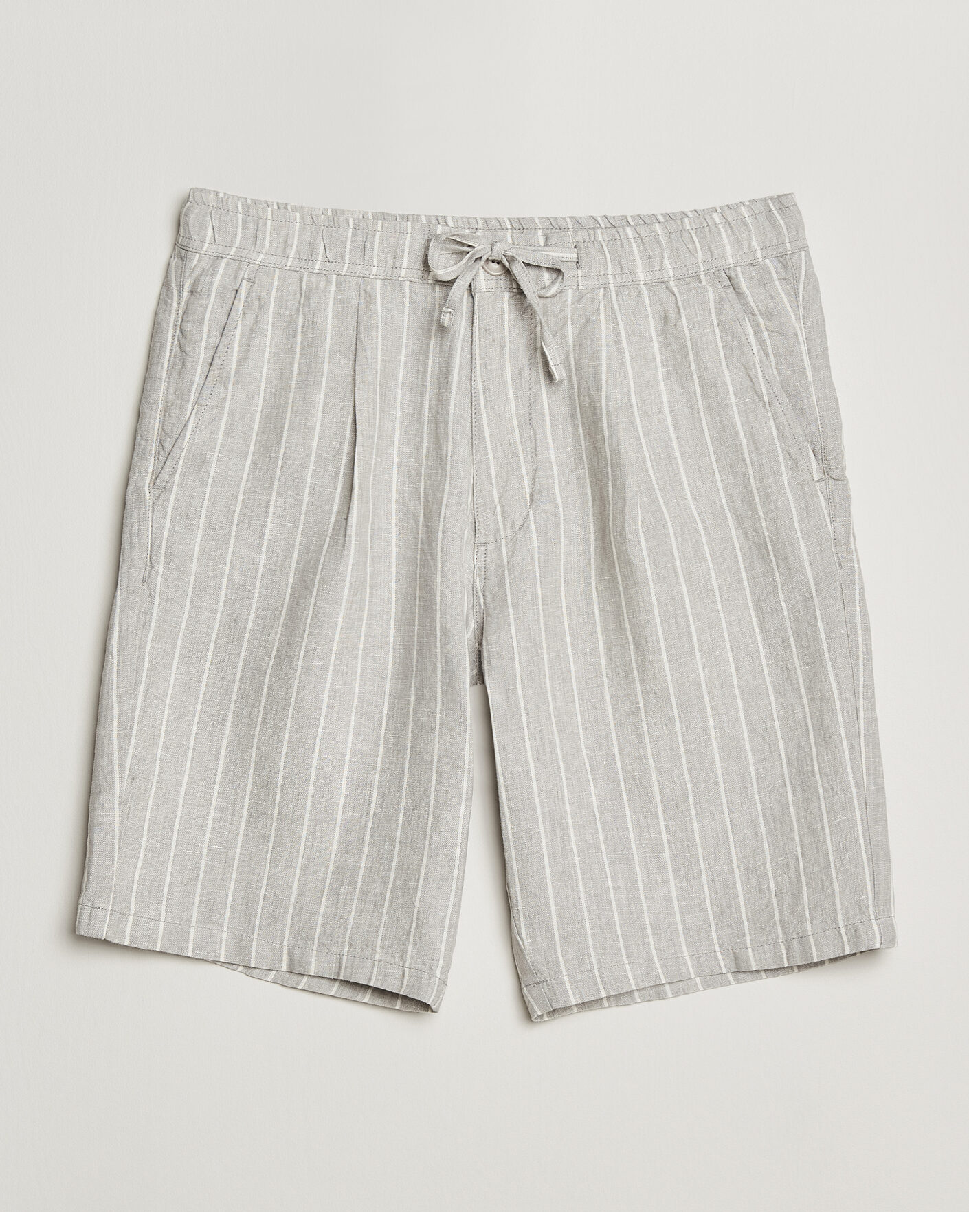 Heren | Korte broek | KnowledgeCotton Apparel | Striped Loose Linen Shorts Grey