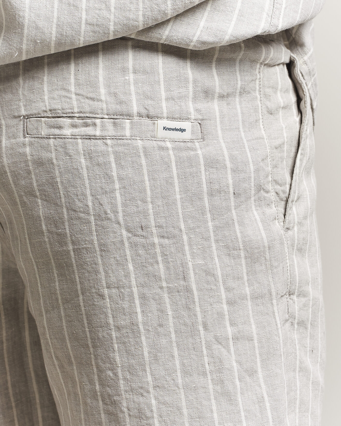 Heren | Korte broek | KnowledgeCotton Apparel | Striped Loose Linen Shorts Grey